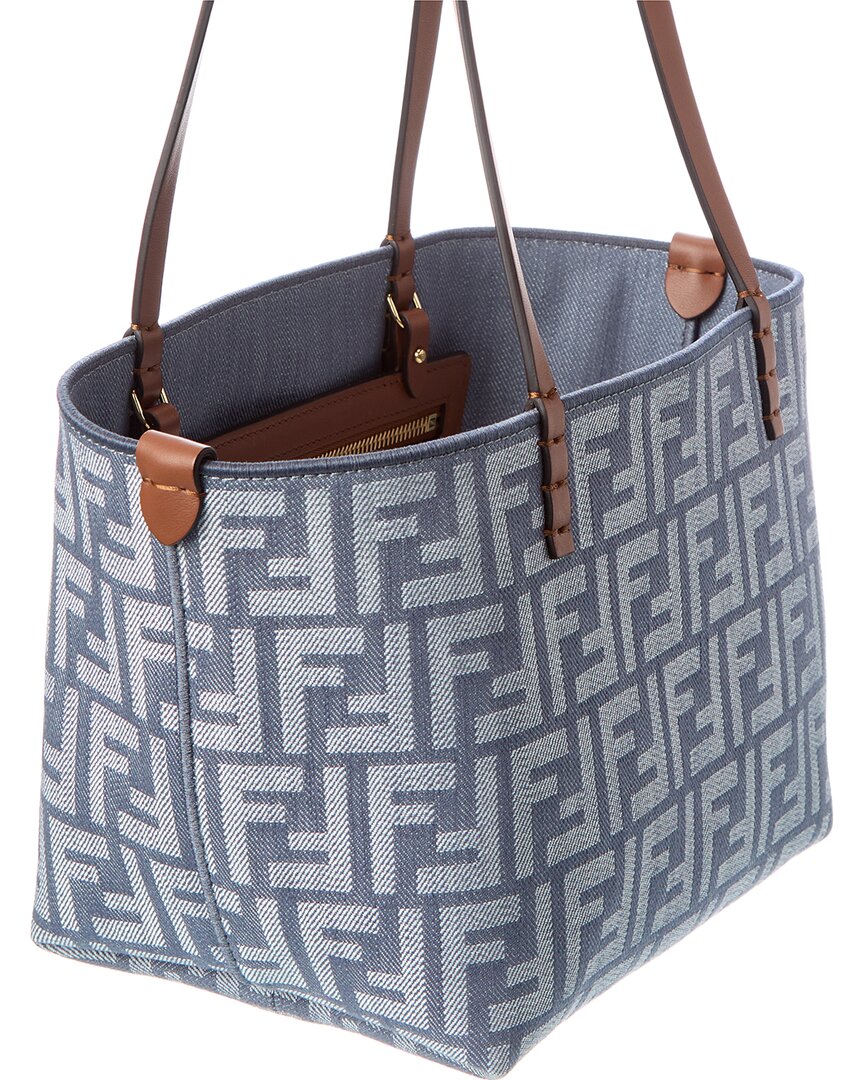 Fendi Roll Small Ff Denim & Leather Tote