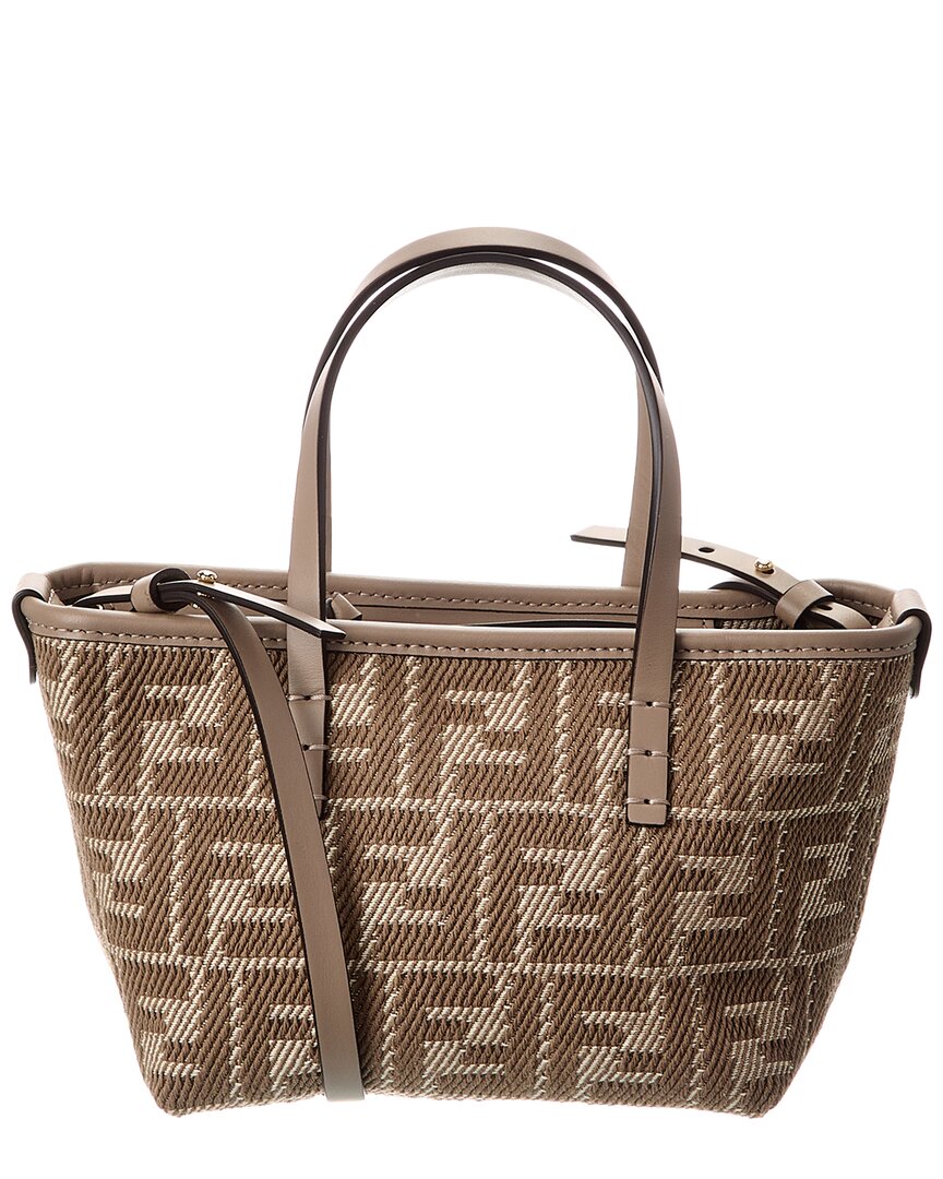 Fendi Roll Mini Ff Jacquard & Leather Tote