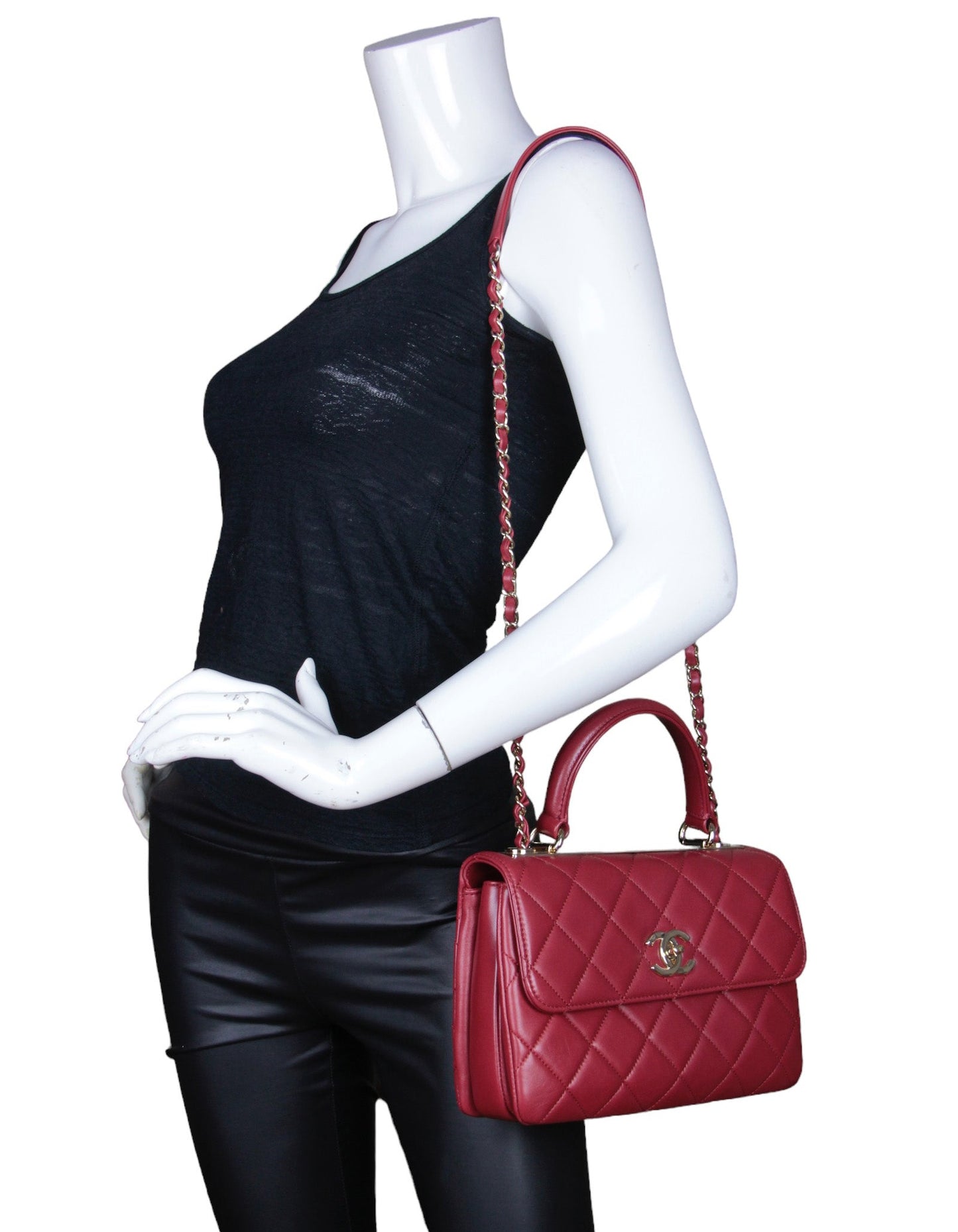 Chanel Burgundy Lambskin Quilted Trendy CC Flap Bag - Rovelle Bags