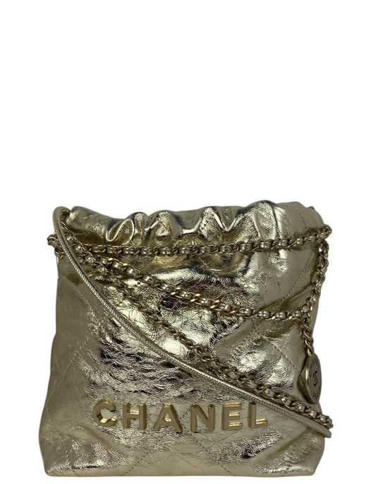 Chanel 2025 Metallic Calfskin Quilted Mini Handbag - Rovelle Bags