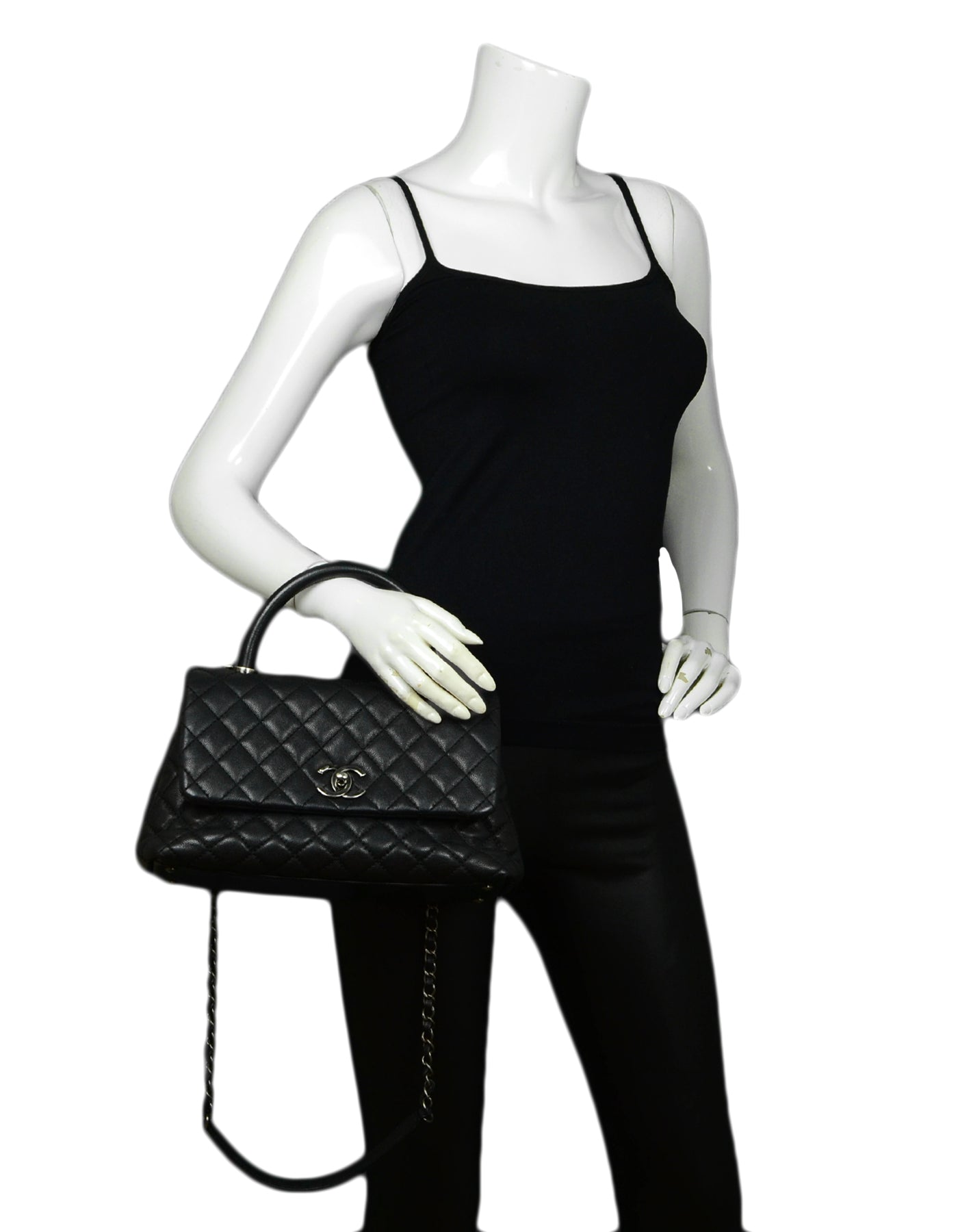 Chanel Black Caviar Quilted Small Coco Flap Bag - Rovelle Bags