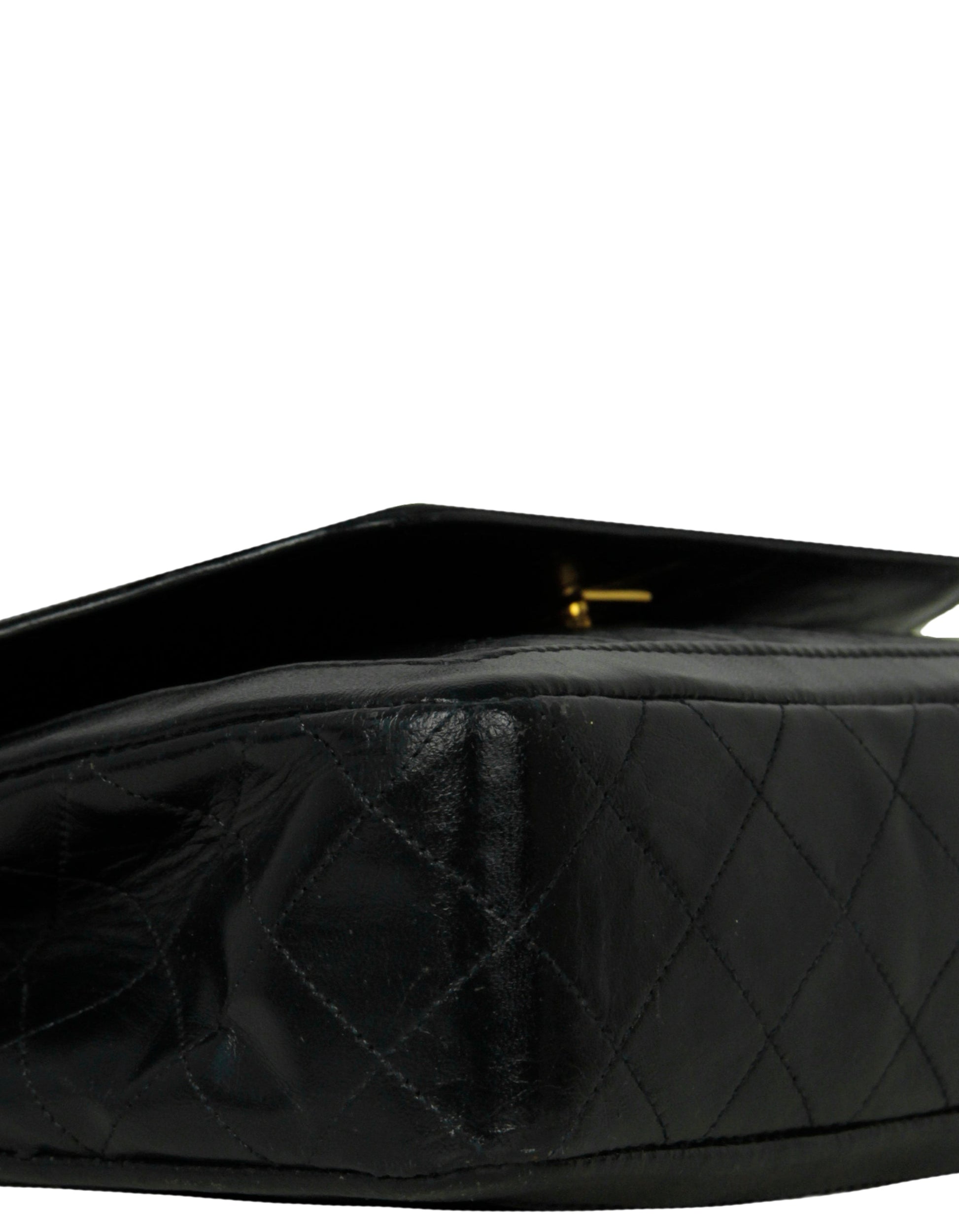 Chanel 1990s Navy Lambskin Quilted CC Flap Bag - Rovelle Bags
