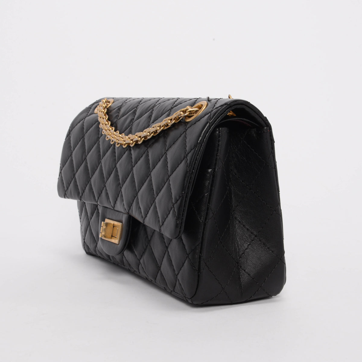 Chanel Black Distressed Calfskin 2.55 Reissue Handbag - Rovelle Bags