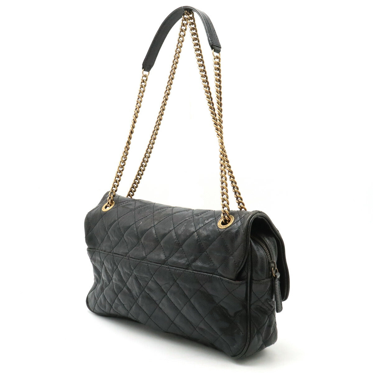 Chanel Caviar Skin Matelasse Coco Chain Shoulder Bag Leather Black