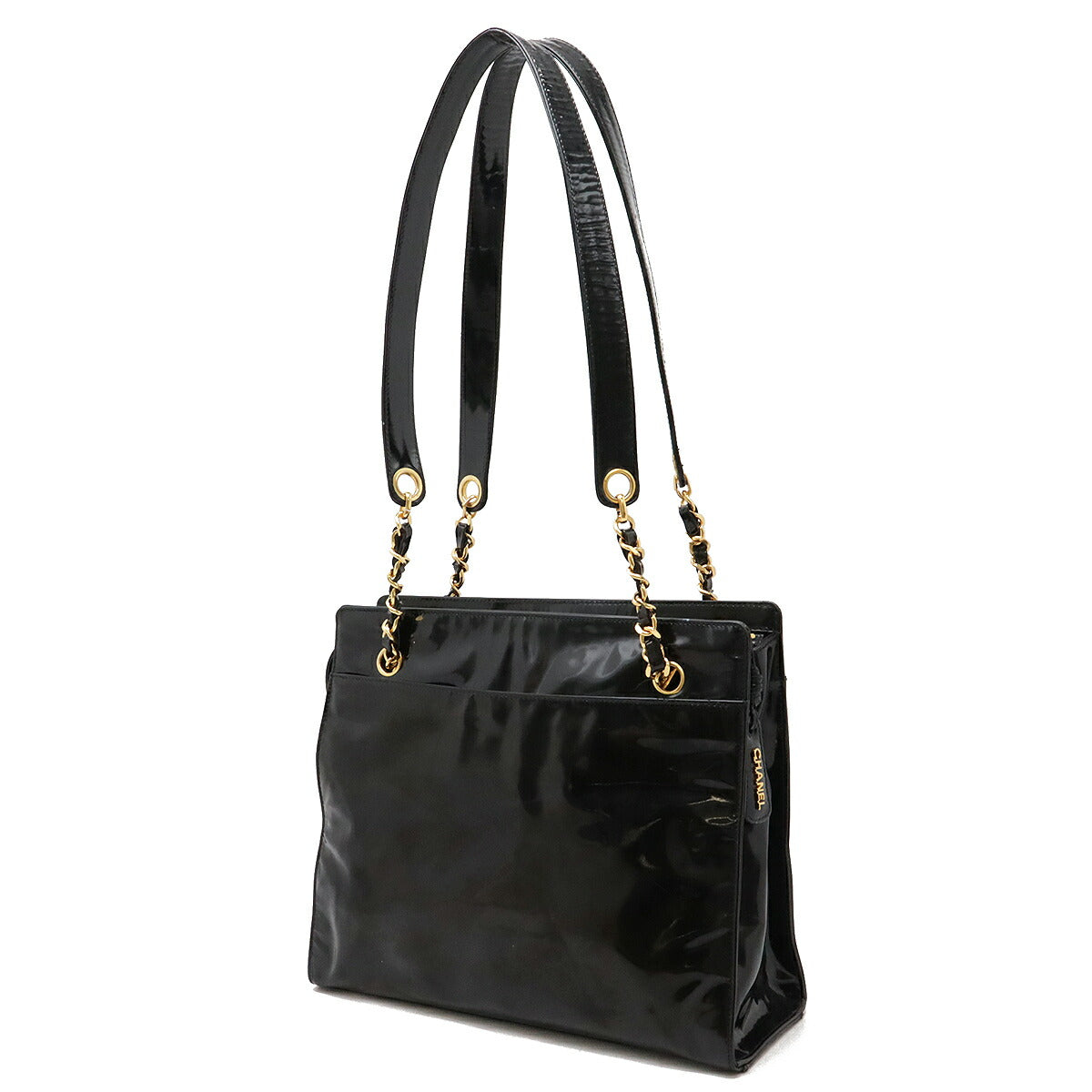 Chanel Enamel Coco 2way Shoulder Bag Black Gold Hardware