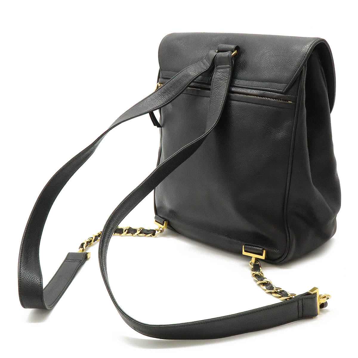 Chanel Caviar Skin Coco Ball Coco Drawstring Backpack Leather Black