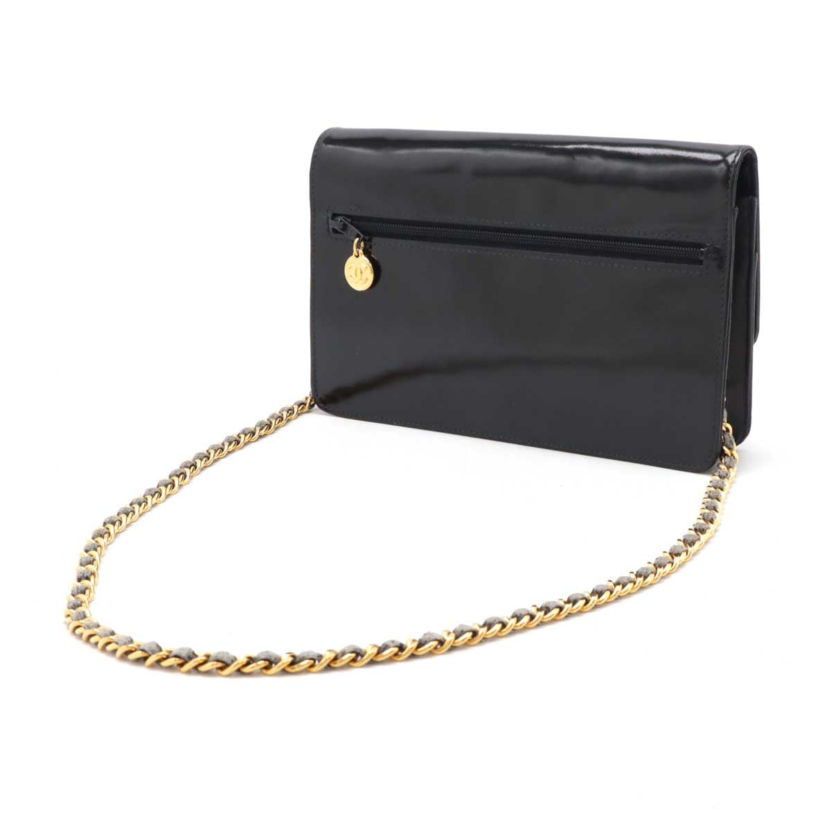 Chanel Patent Leather Coco Chain Wallet Shoulder Bag