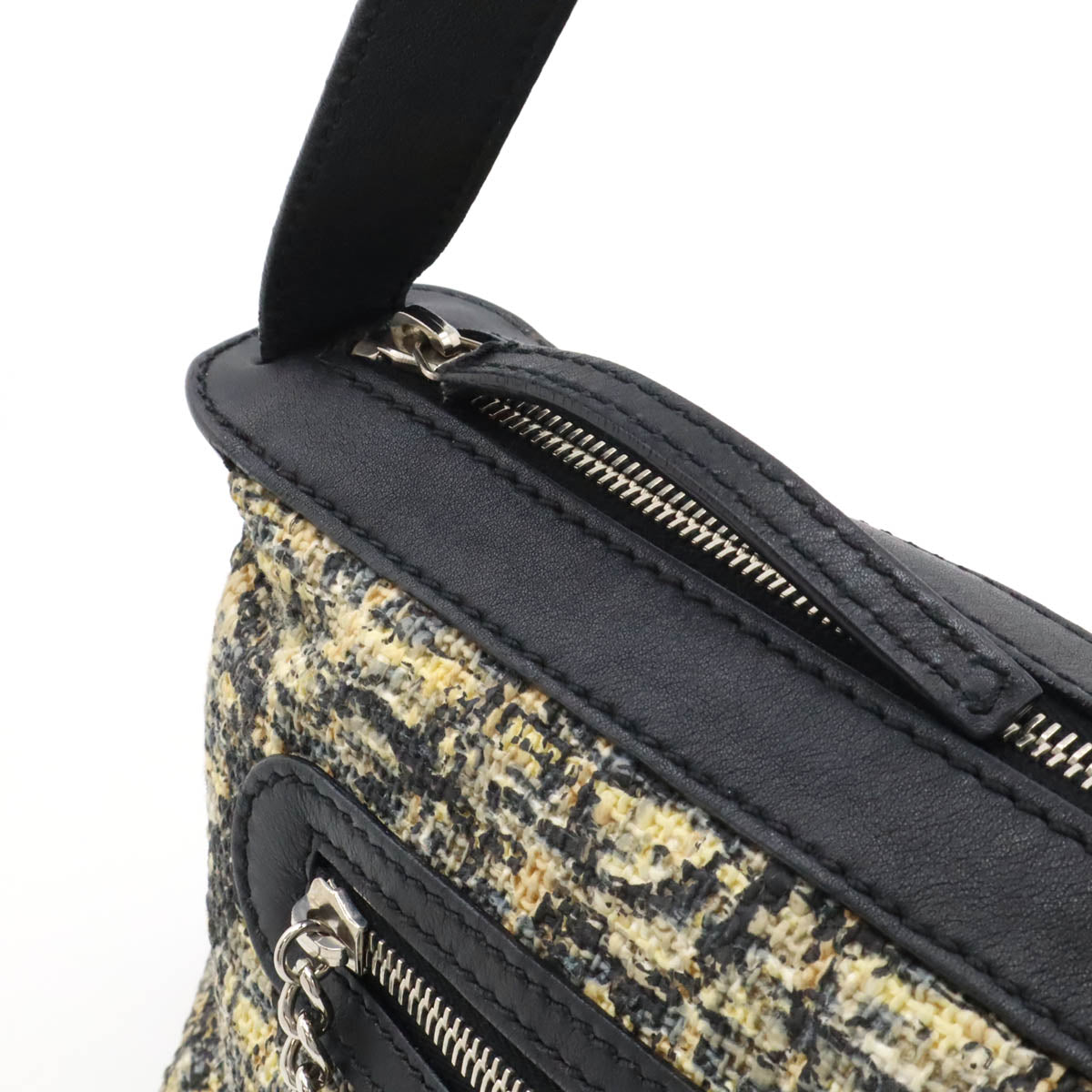 Chanel Icon Print Tweed Leather Shoulder Bag