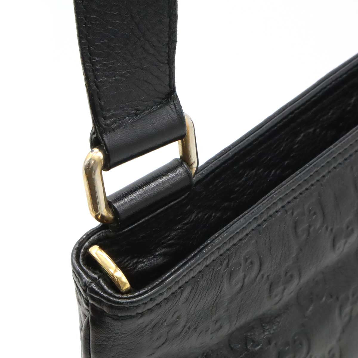 Gucci Guccissima Shoulder Bag Crossbody Leather Black 201446
