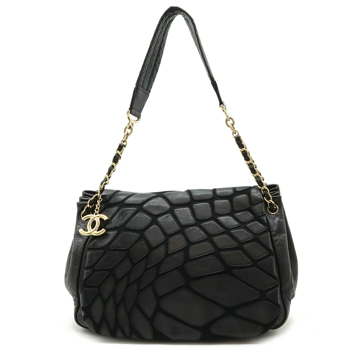 Chanel Lambskin Coco Shoulder Chain Flap Bag Black Gold Hardware