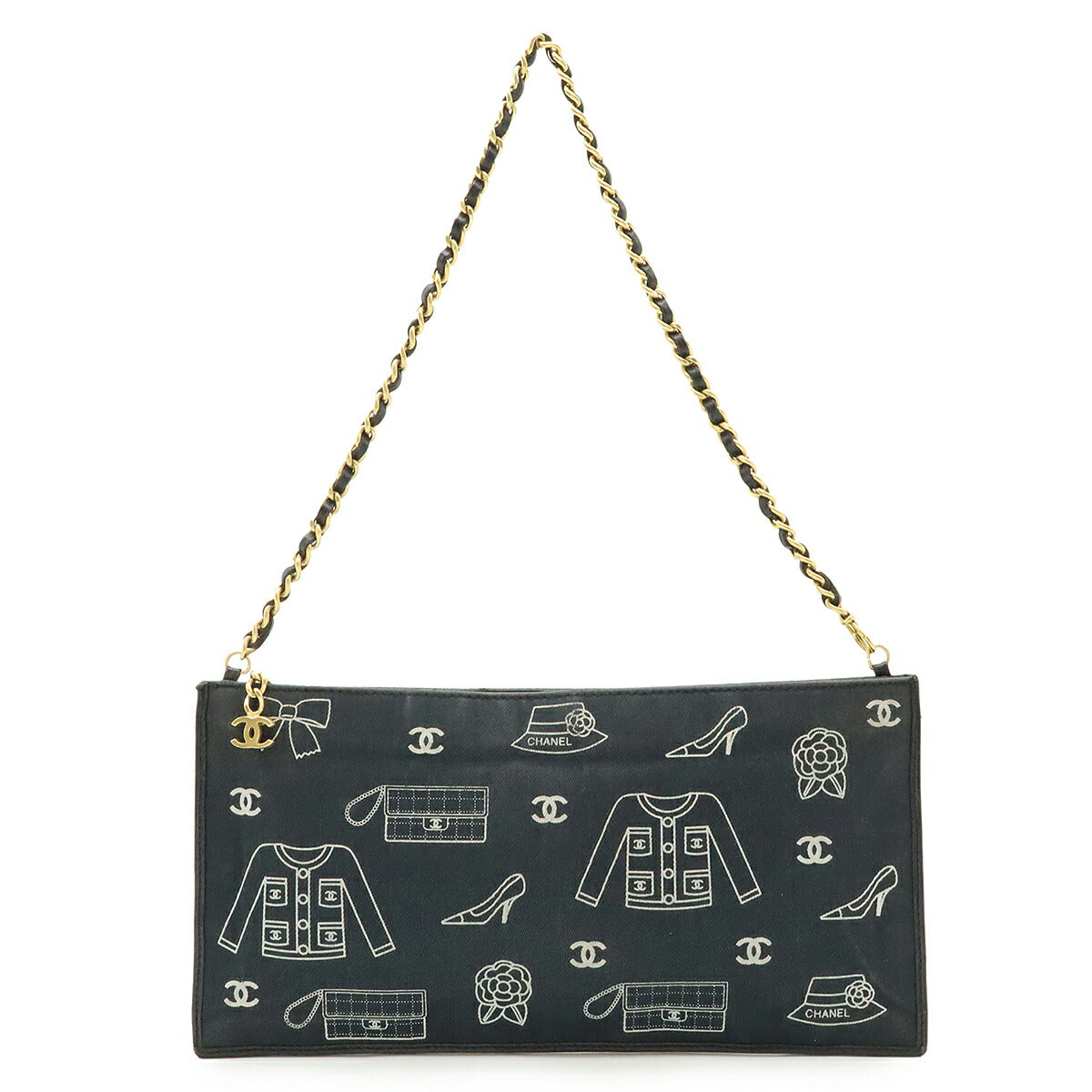 Chanel Icon Print Canvas Shoulder Bag - Rovelle Bags