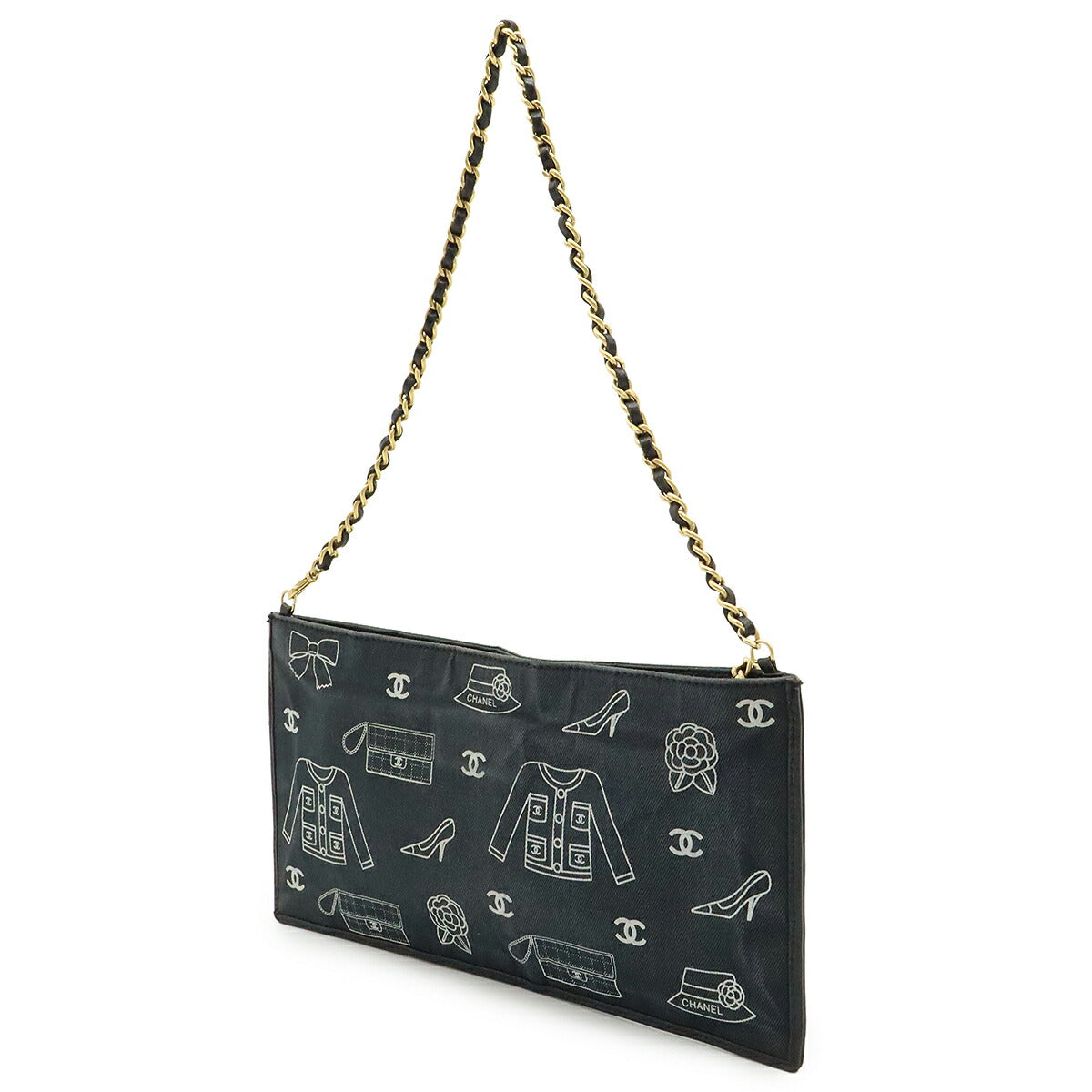 Chanel Icon Print Canvas Shoulder Bag - Rovelle Bags
