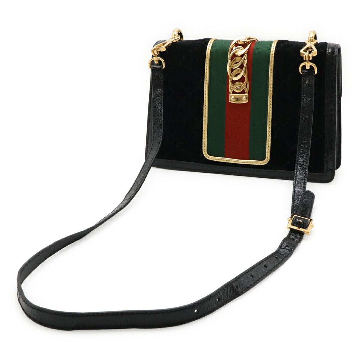 Gucci Sylvie Velvet Patent Leather 2way Shoulder Bag