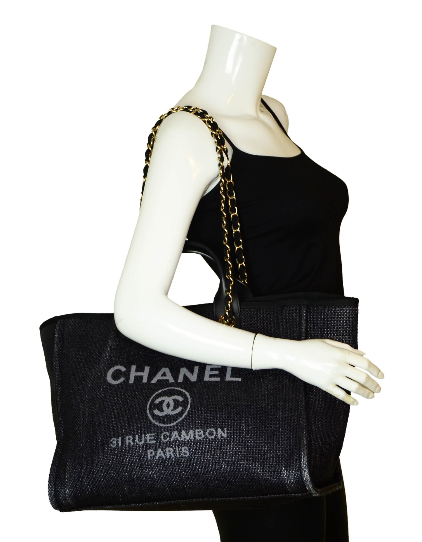 Chanel Black Woven Straw Raffia Medium Tote Bag - Rovelle Bags