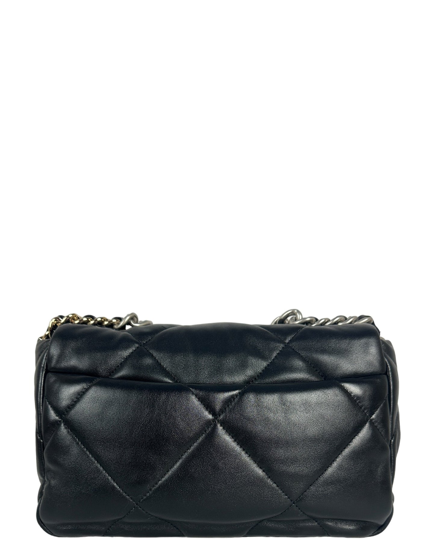 Chanel Silvertone Black Lambskin Quilted Medium Handbag - Rovelle Bags