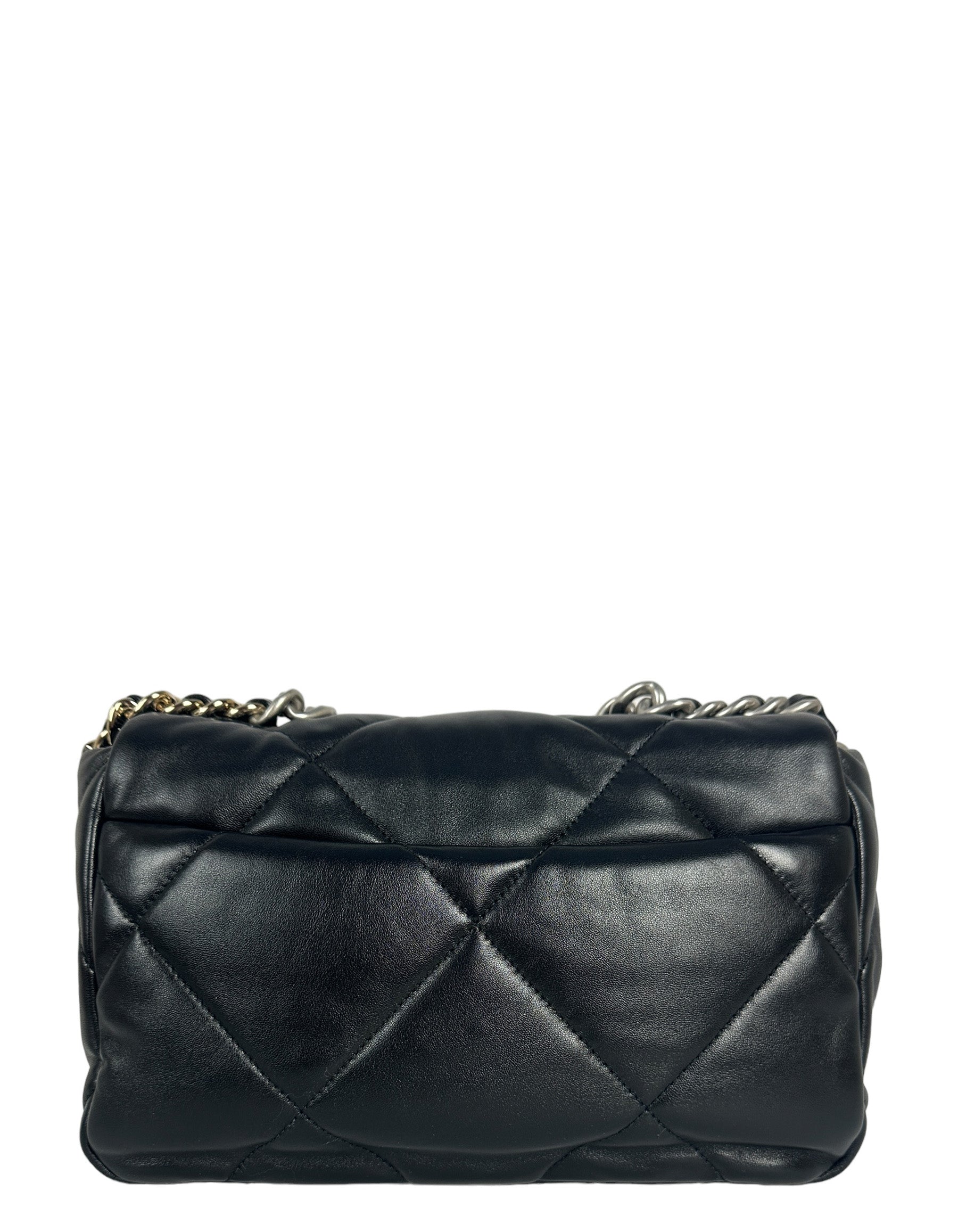 Chanel Silvertone Black Lambskin Quilted Medium Handbag - Rovelle Bags