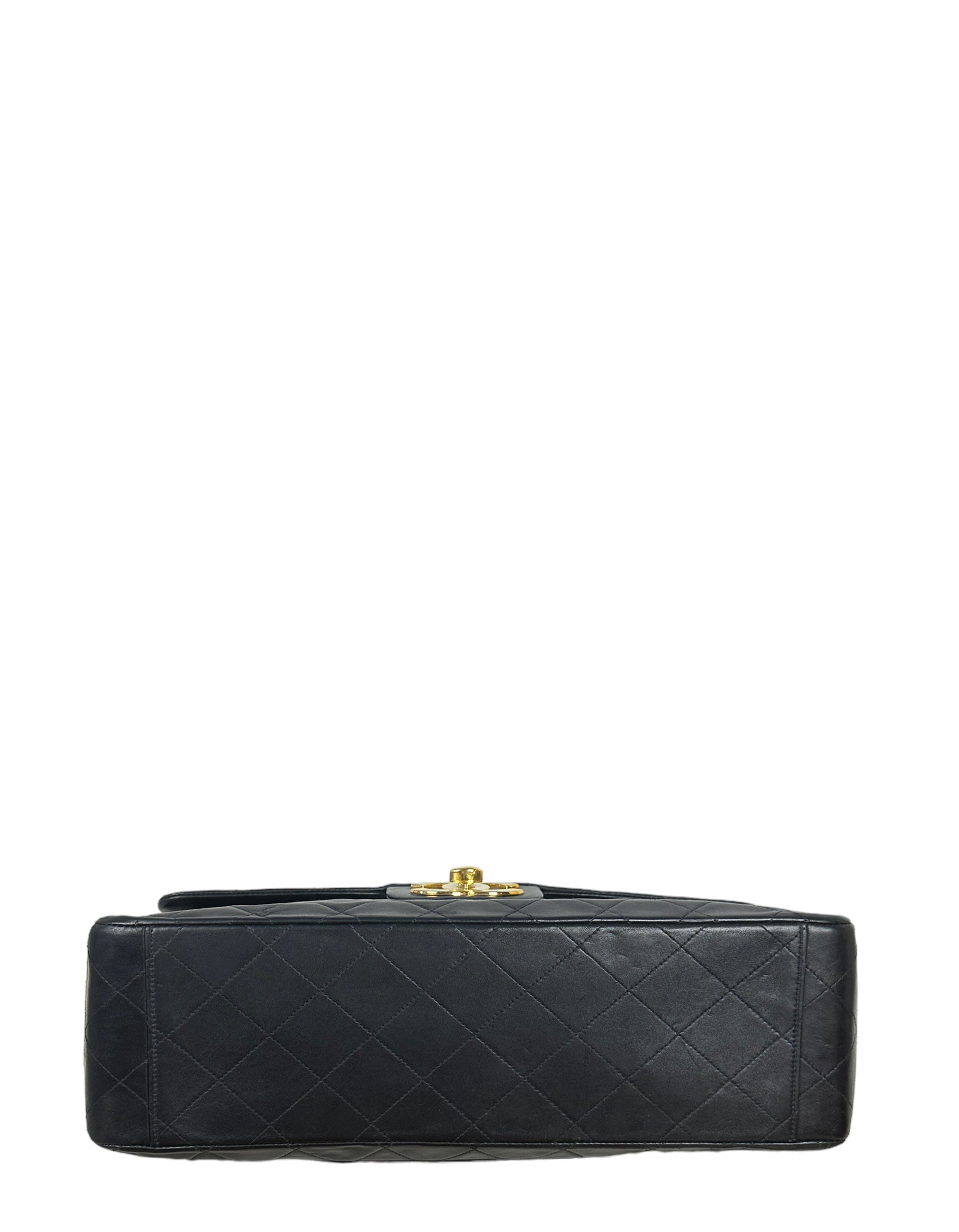 Chanel 1990s Black Lambskin Leather XL Flap Bag - Rovelle Bags