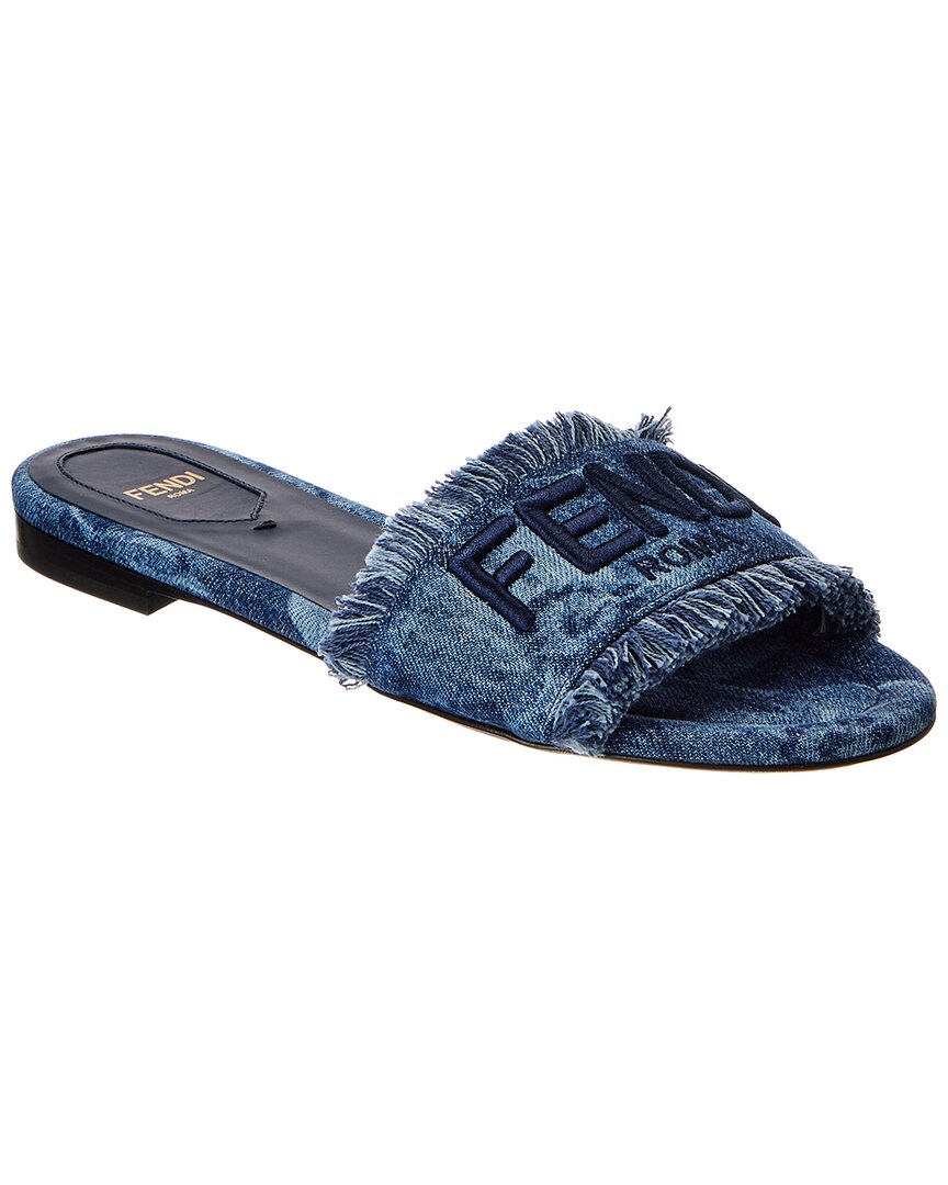 Fendi Sunshine Denim Sandal, 38, Blue