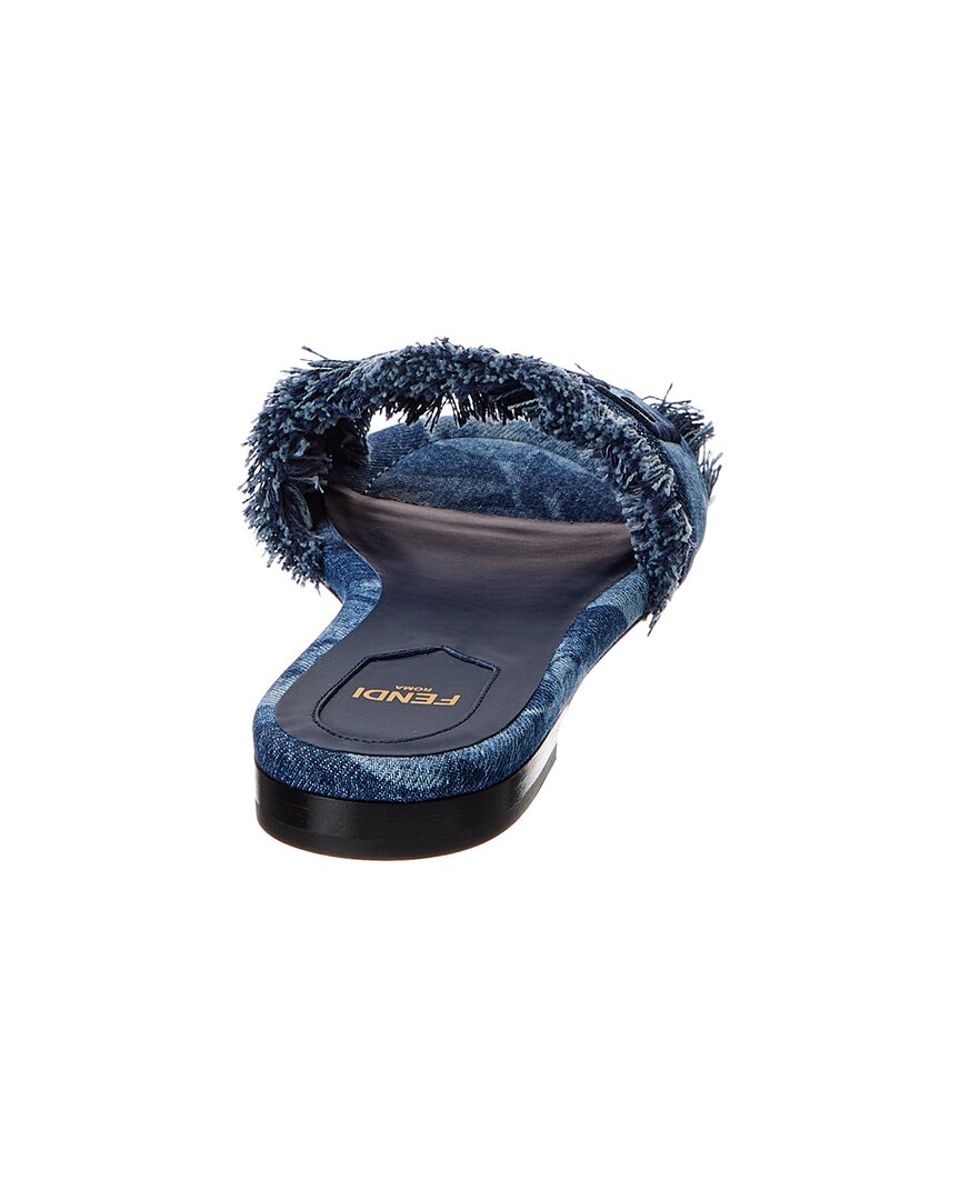 Fendi Sunshine Denim Sandal, 37.5, Blue