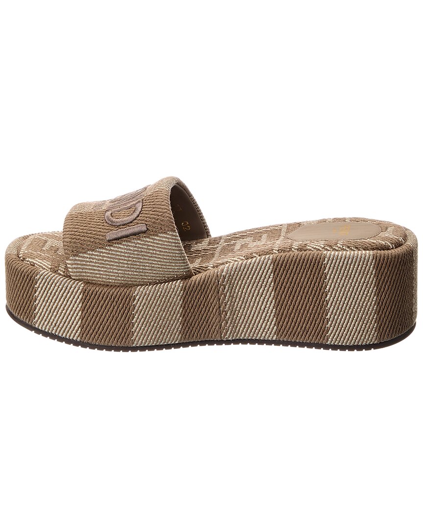 Fendi Sunshine Canvas Platform Sandal, 36.5