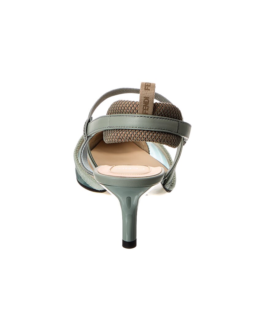 Fendi Colibri Lite Ff Mesh & Leather Slingback Pump