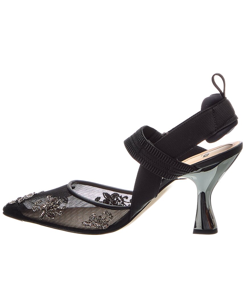 Fendi Colibri Mesh & Leather Slingback Pump
