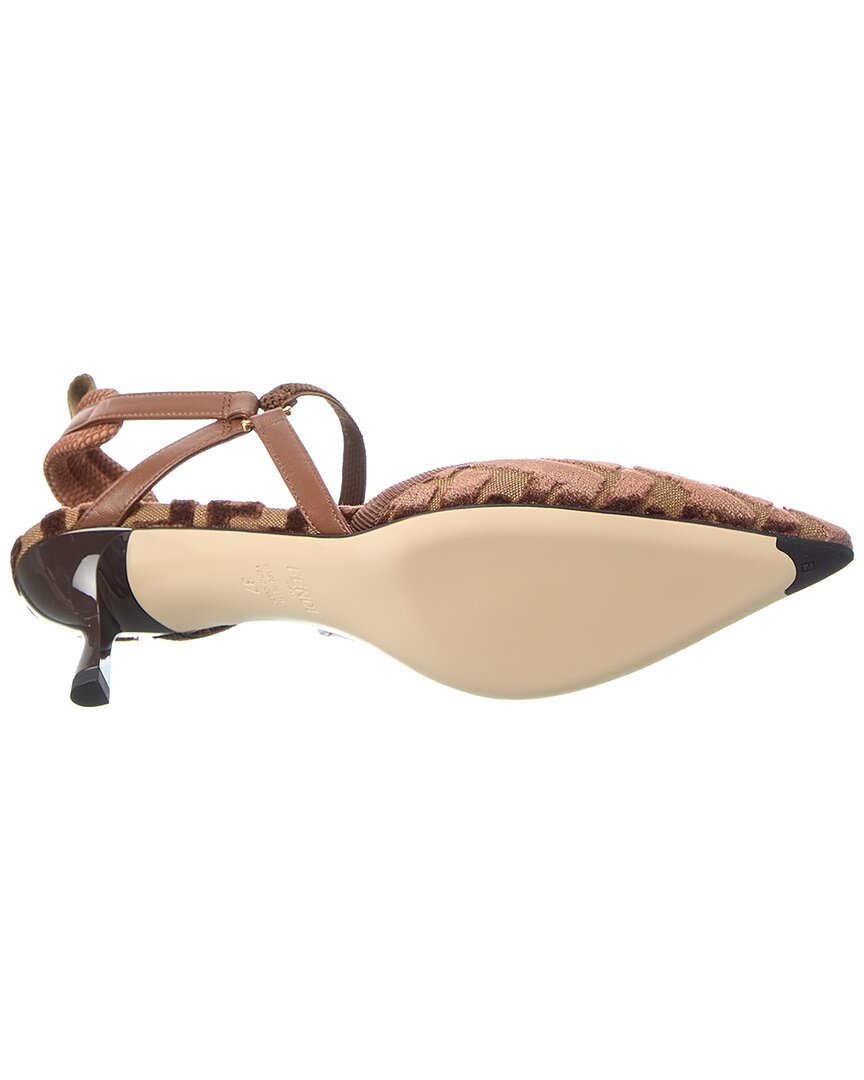 Fendi Colibri Lite Ff Jacquard Velvet Slingback Pump