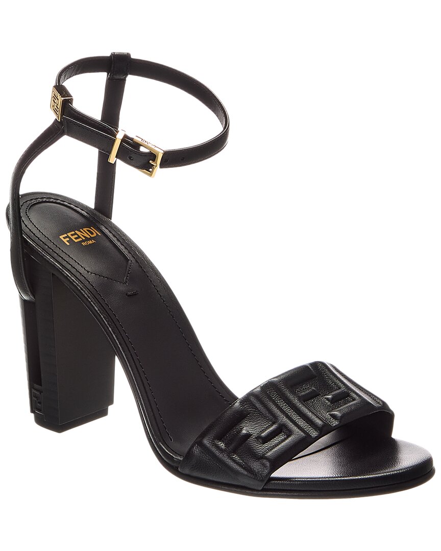 Fendi Delfina Leather Sandal, 39, Black