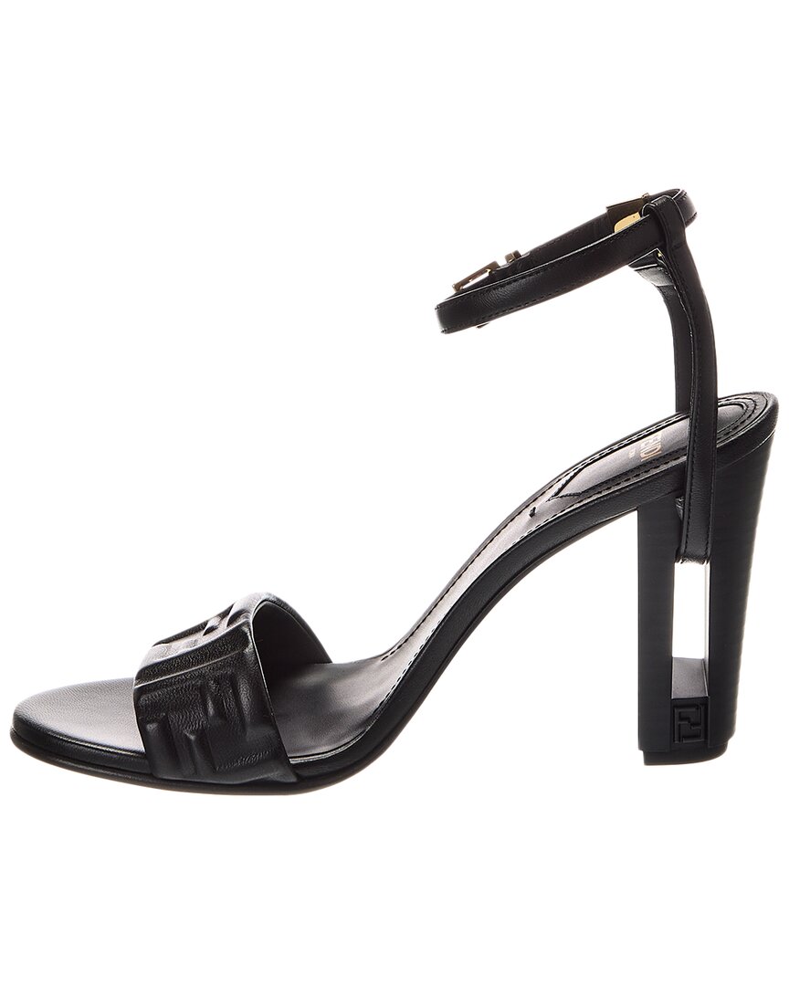 Fendi Delfina Leather Sandal, 39, Black