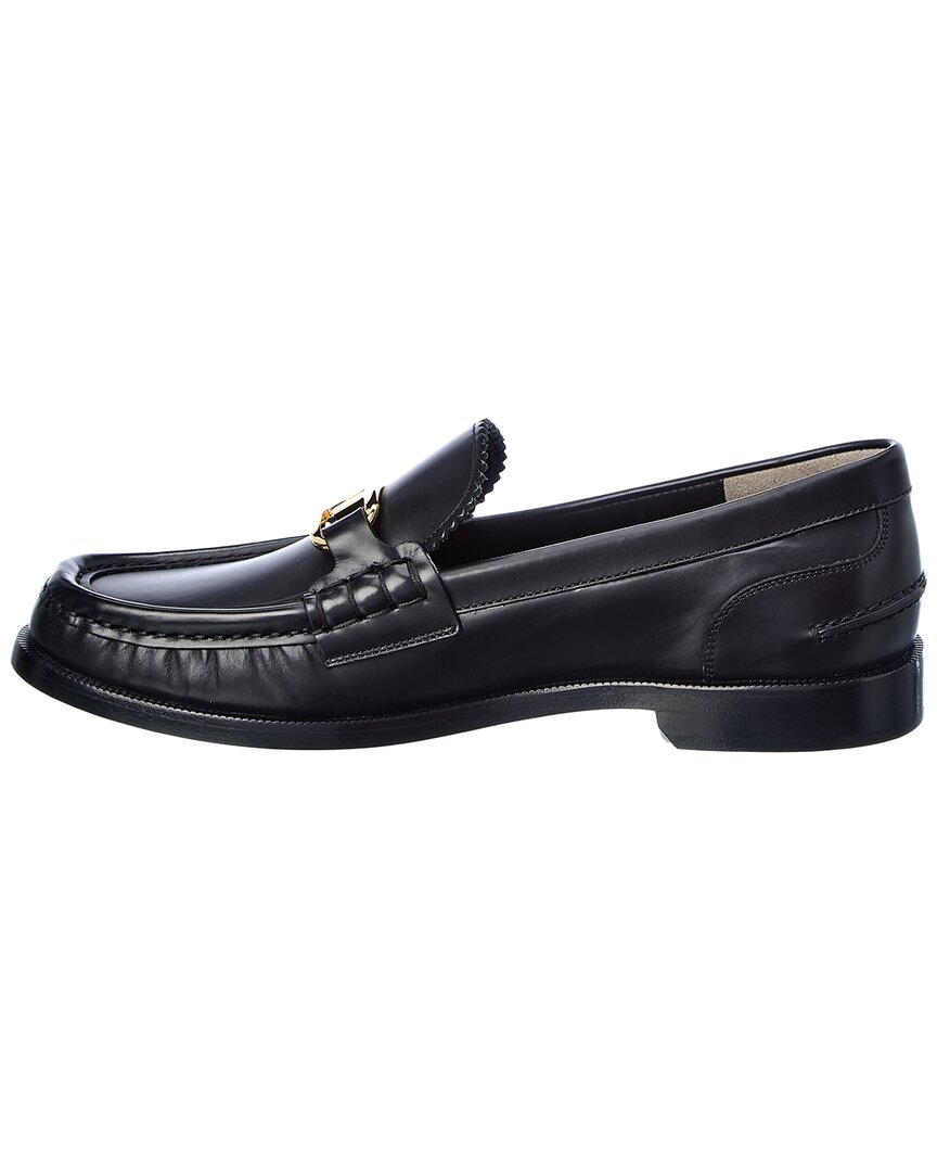Fendi O'lock Leather Loafer, 36, Black