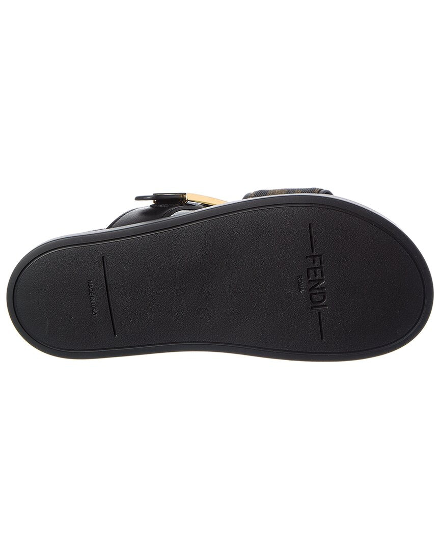 Fendi Feel Ff Jacquard & Leather Sandal