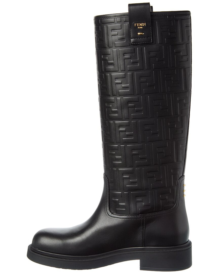 Fendi Filo Ff Leather Knee-High Boot