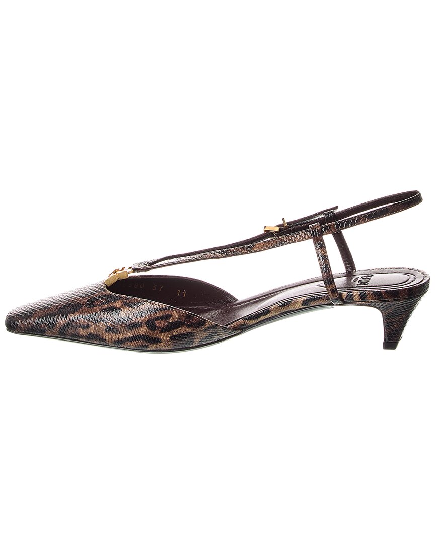 Fendi Ffold Snakeskin Slingback Pump