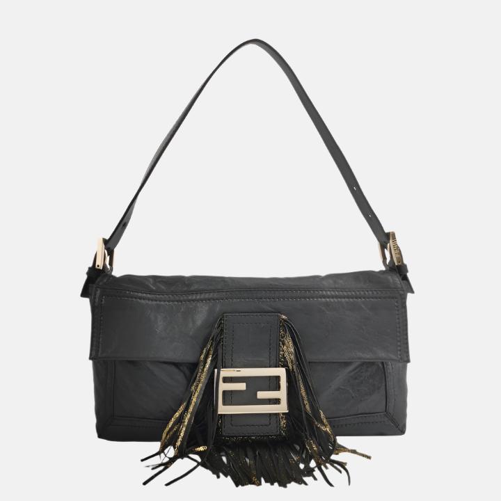 Fendi Baguette Leather with Wild Fringes Shoulder Bag