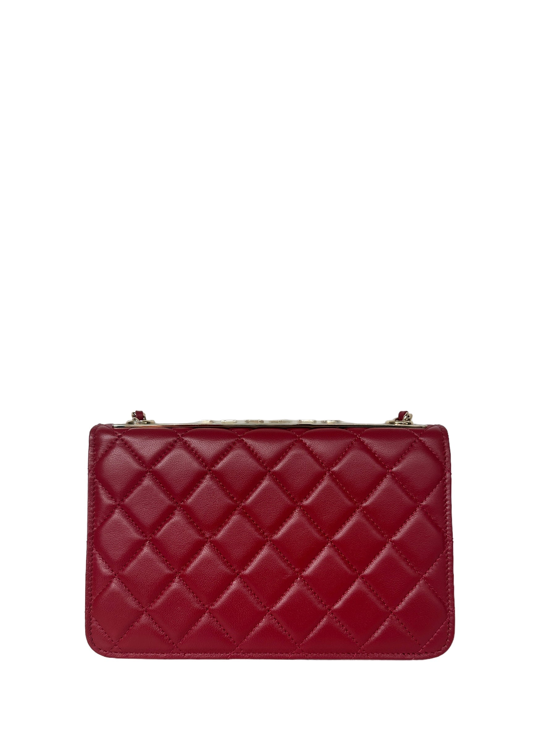 Chanel 2023 NEW Red Lambskin Quilted Wallet On Chain - Rovelle Bags