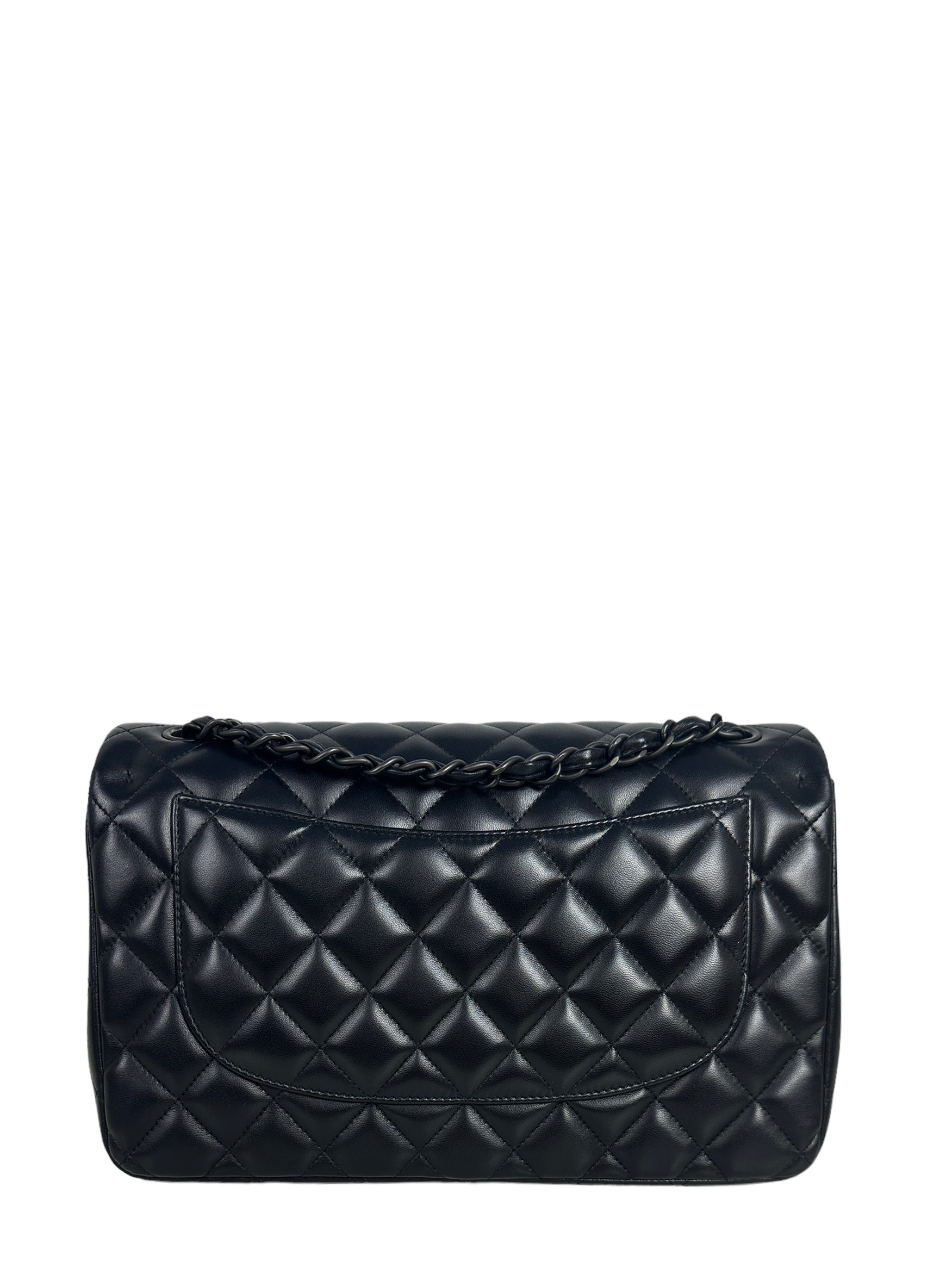 Chanel SO Black Lambskin Leather Quilted Flap Bag - Rovelle Bags