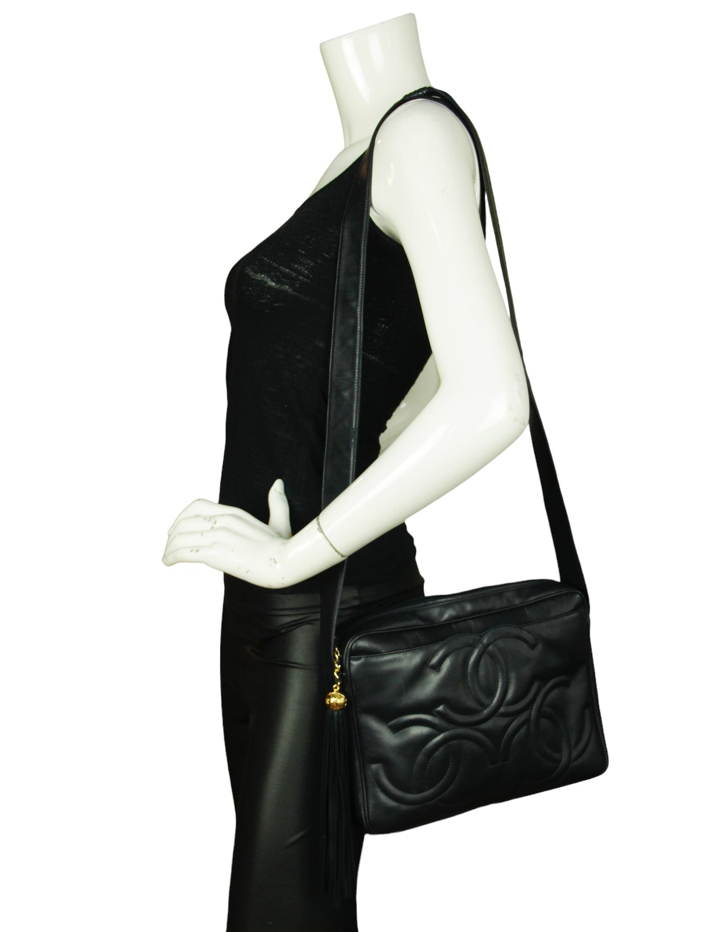 Chanel Navy Leather CC Embossed Handbag - Rovelle Bags