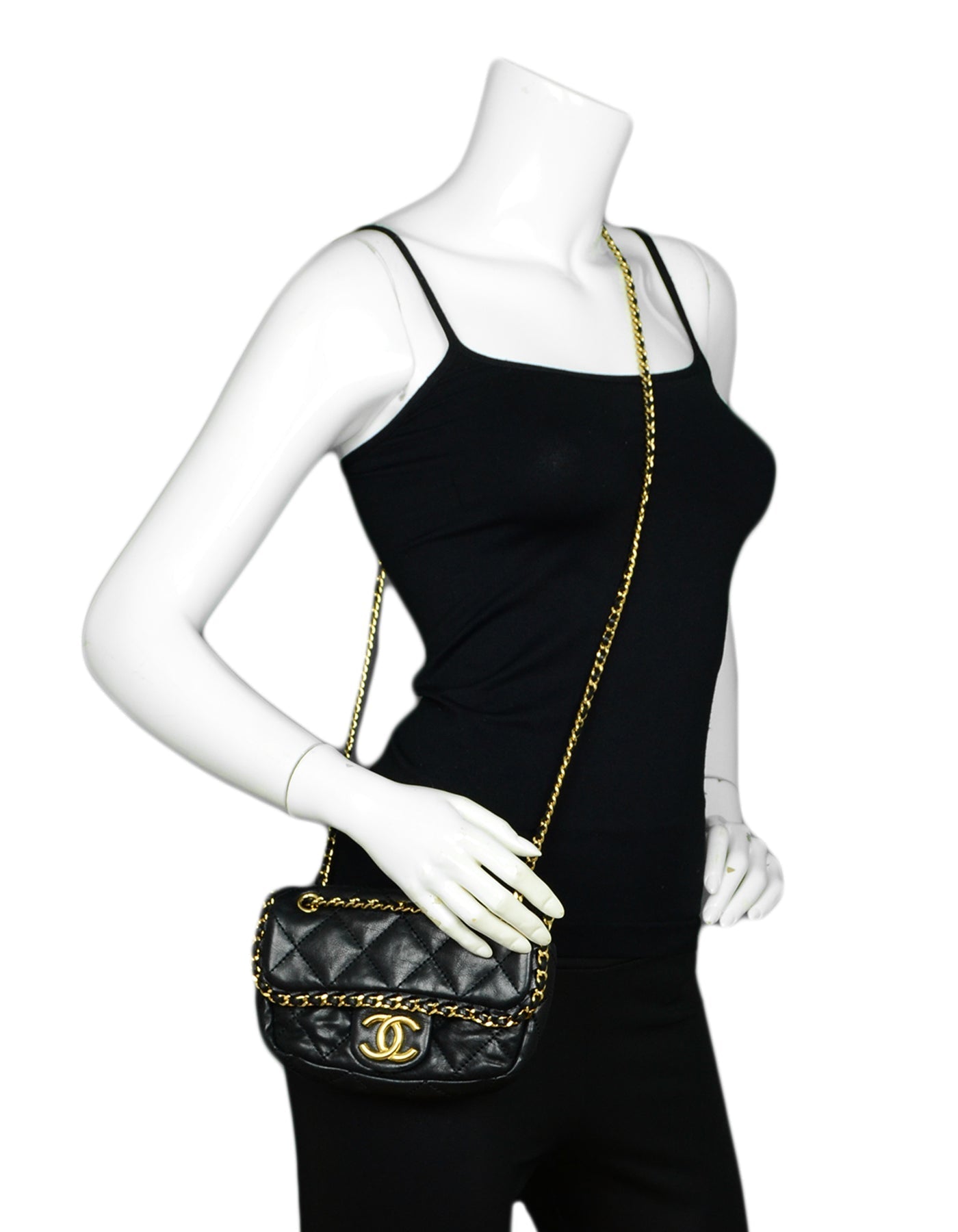 Chanel 2011 Black Lambskin Leather Quilted Crossbody Bag - Rovelle Bags