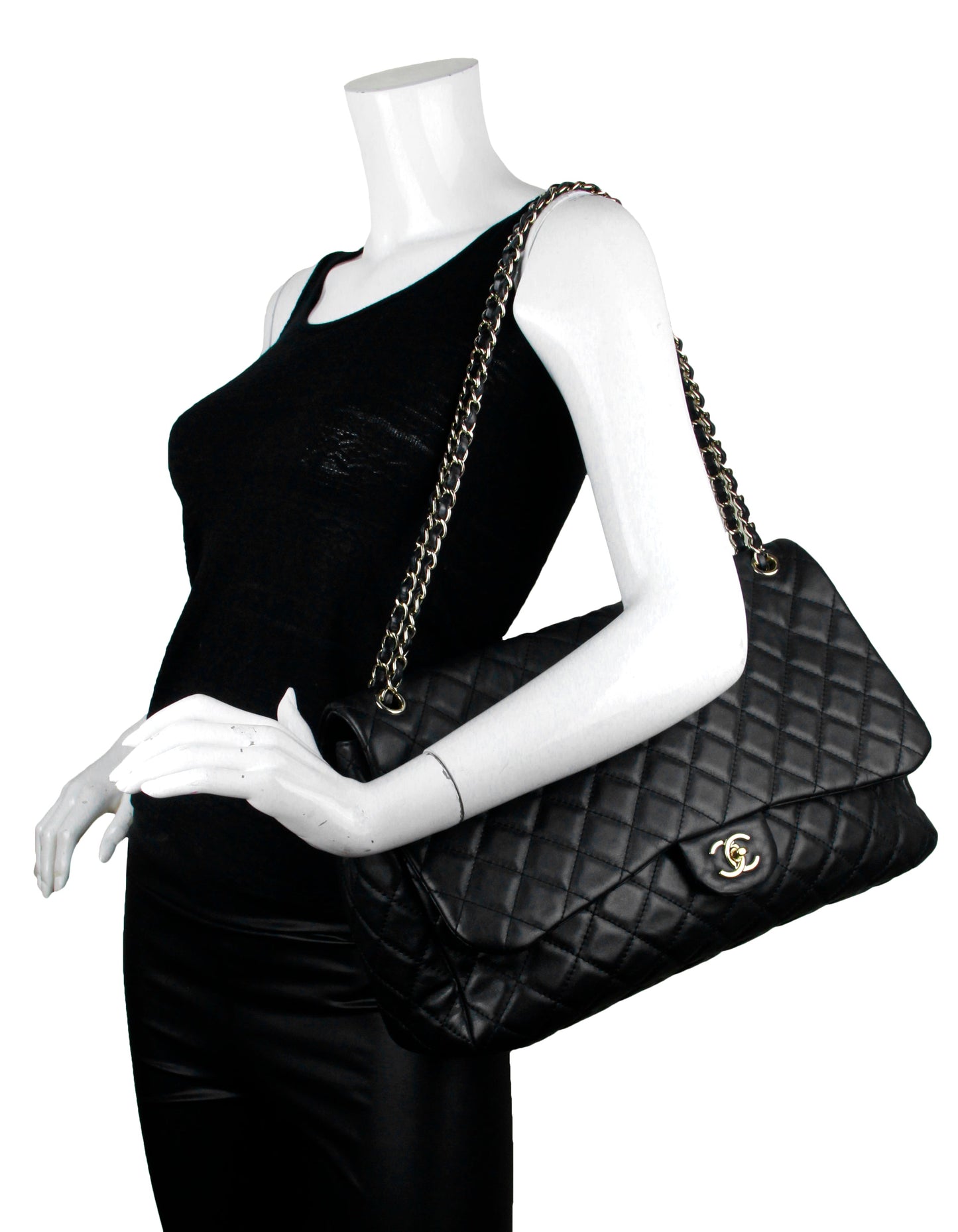 Chanel Black Leather Quilted XXL Airlines Flap Bag - Rovelle Bags