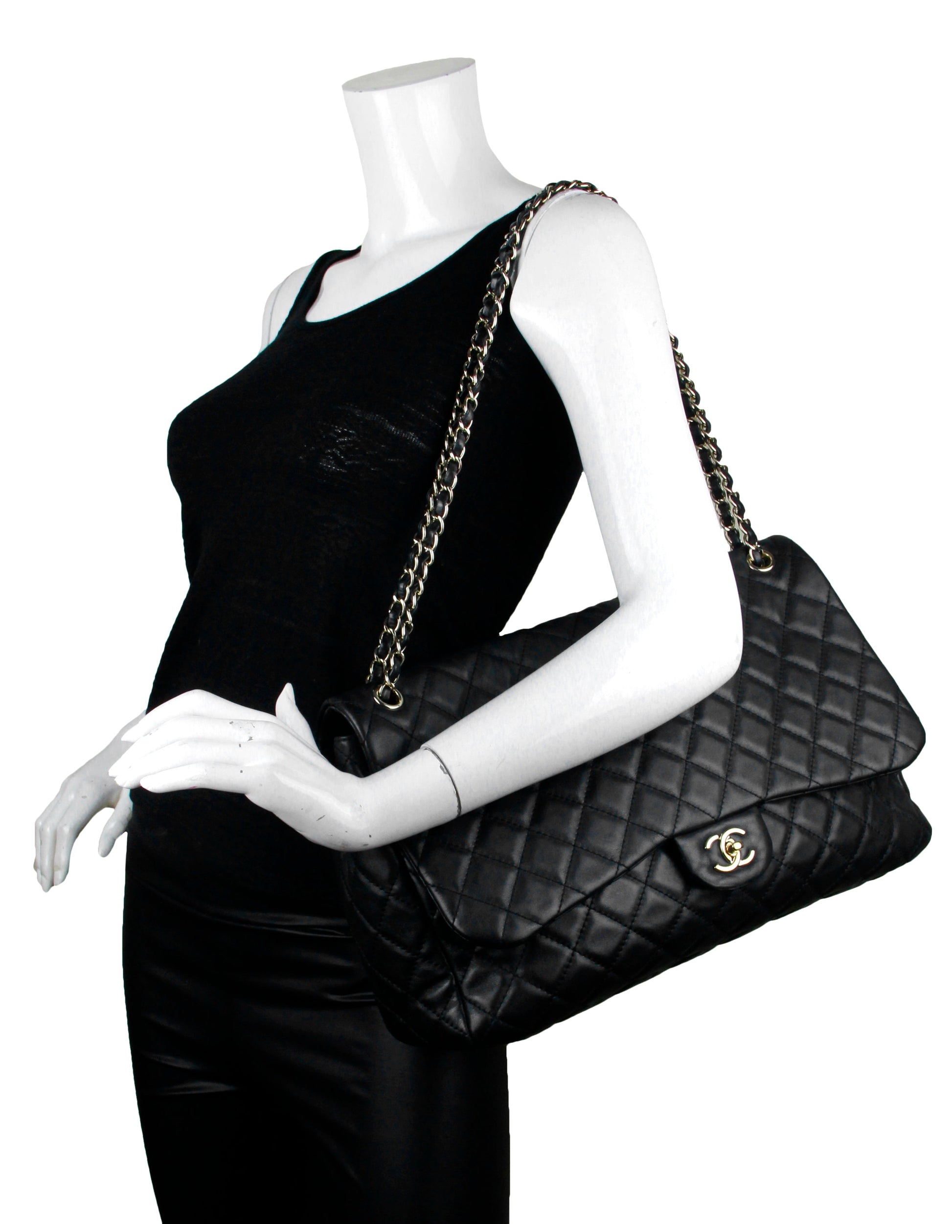 Chanel Black Leather Quilted XXL Airlines Flap Bag - Rovelle Bags