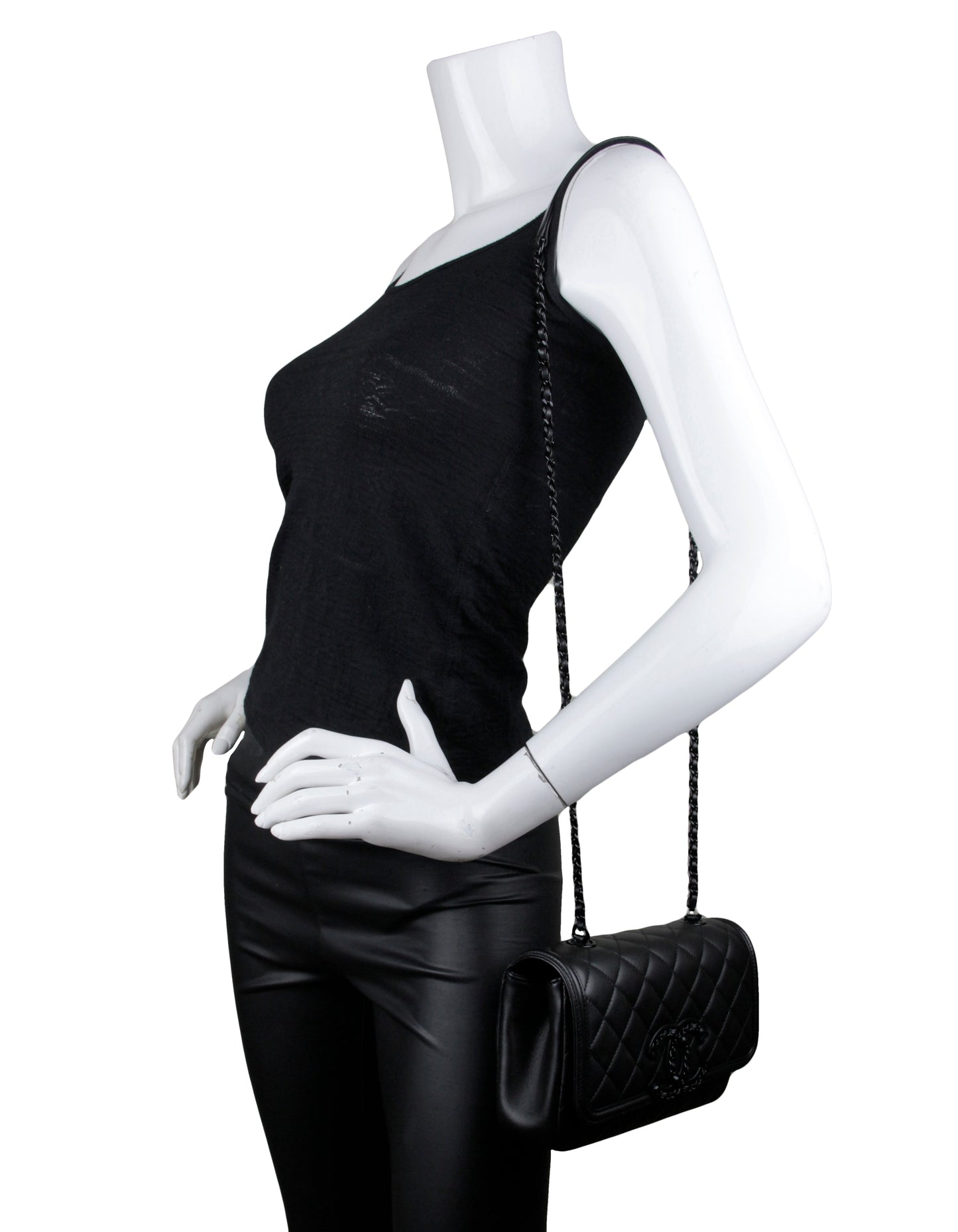 Chanel SO BLACK CC Small Filigree Crossbody Bag - Rovelle Bags