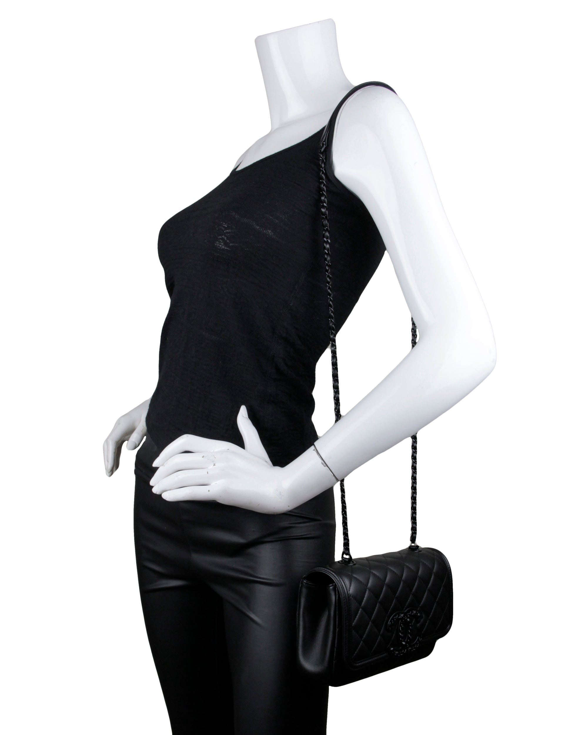 Chanel SO BLACK CC Small Filigree Crossbody Bag - Rovelle Bags