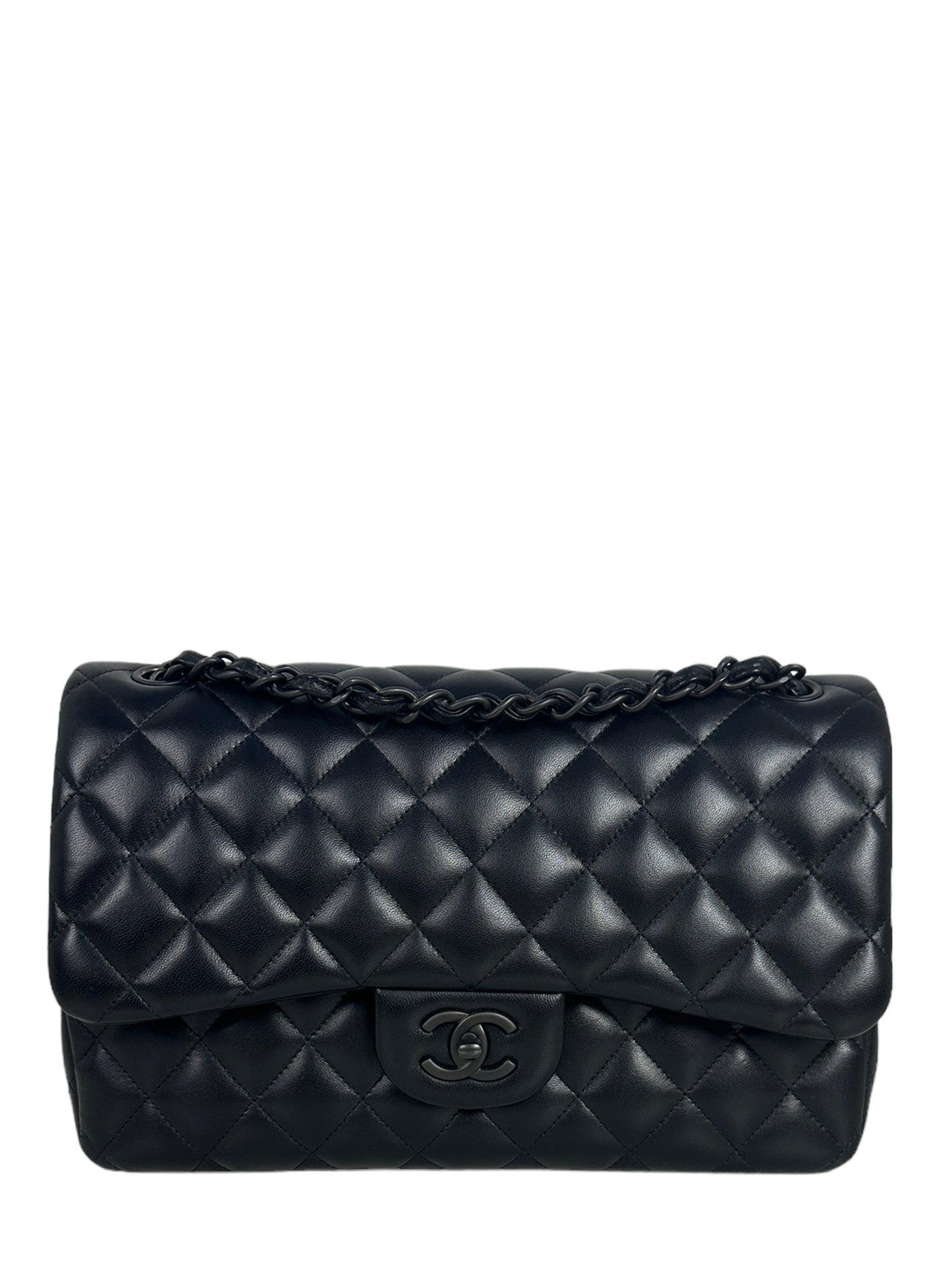 Chanel SO Black Lambskin Leather Quilted Flap Bag - Rovelle Bags