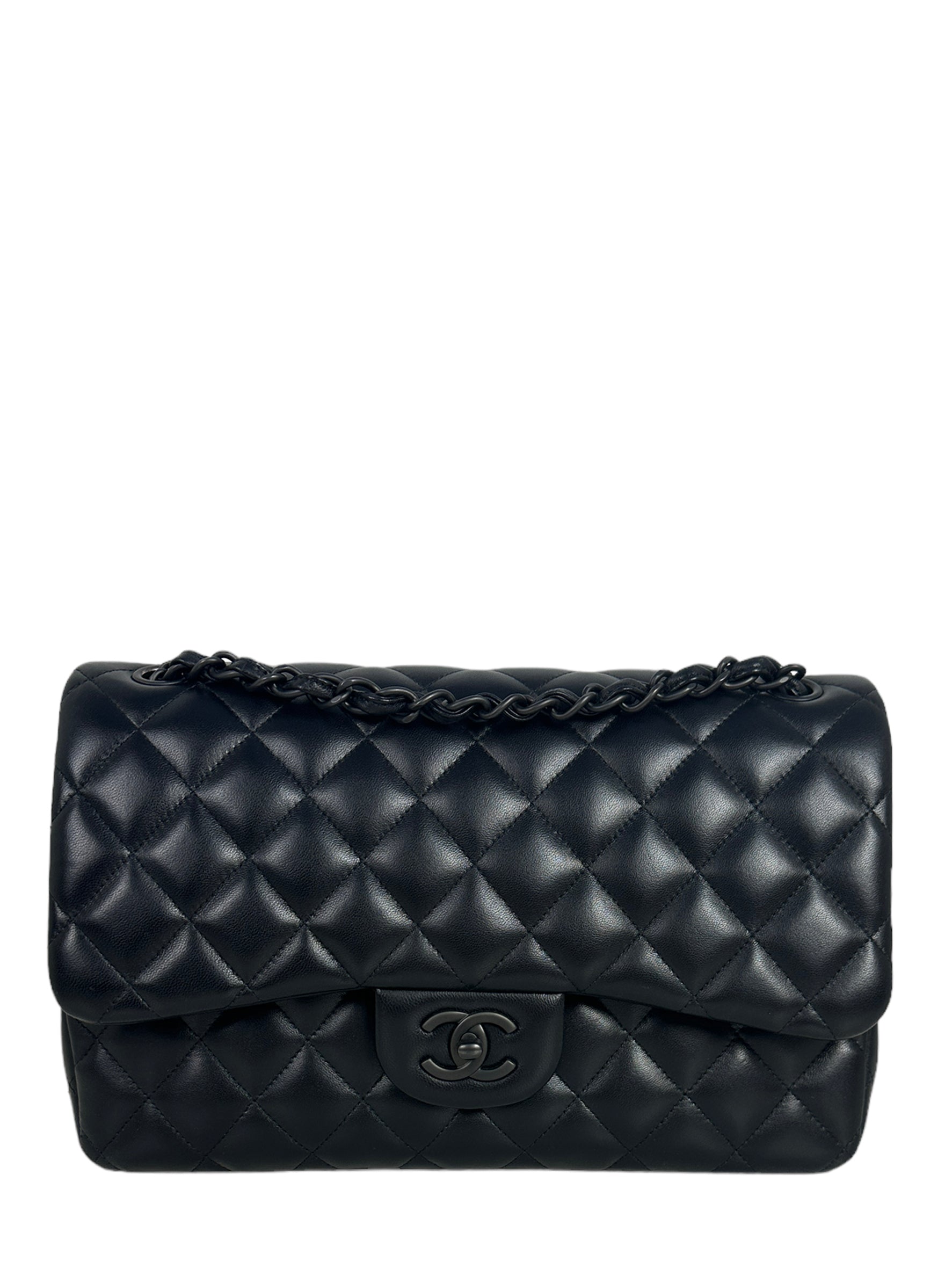 Chanel SO Black Lambskin Leather Quilted Flap Bag - Rovelle Bags