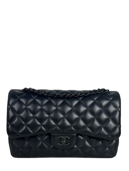 Chanel SO Black Lambskin Leather Quilted Flap Bag - Rovelle Bags