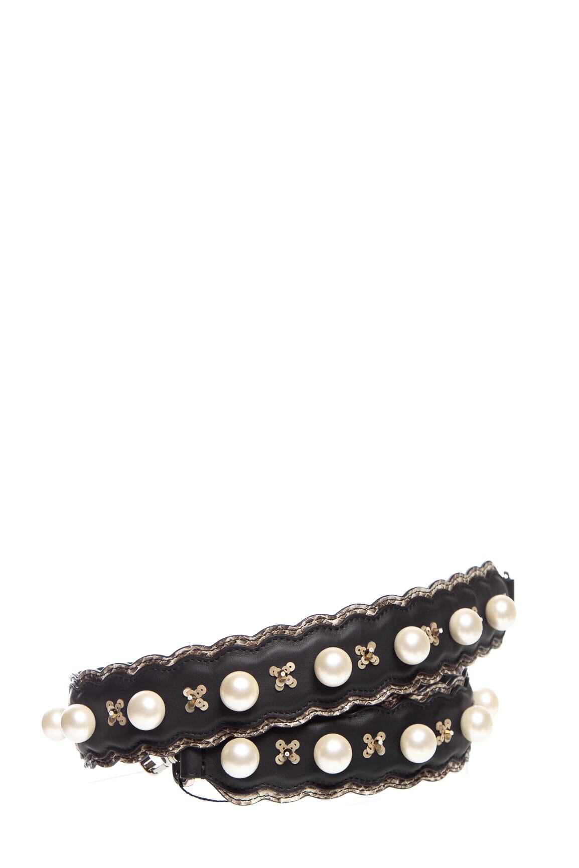 Fendi Black Sequins and Pearl Exotic Trim Strap