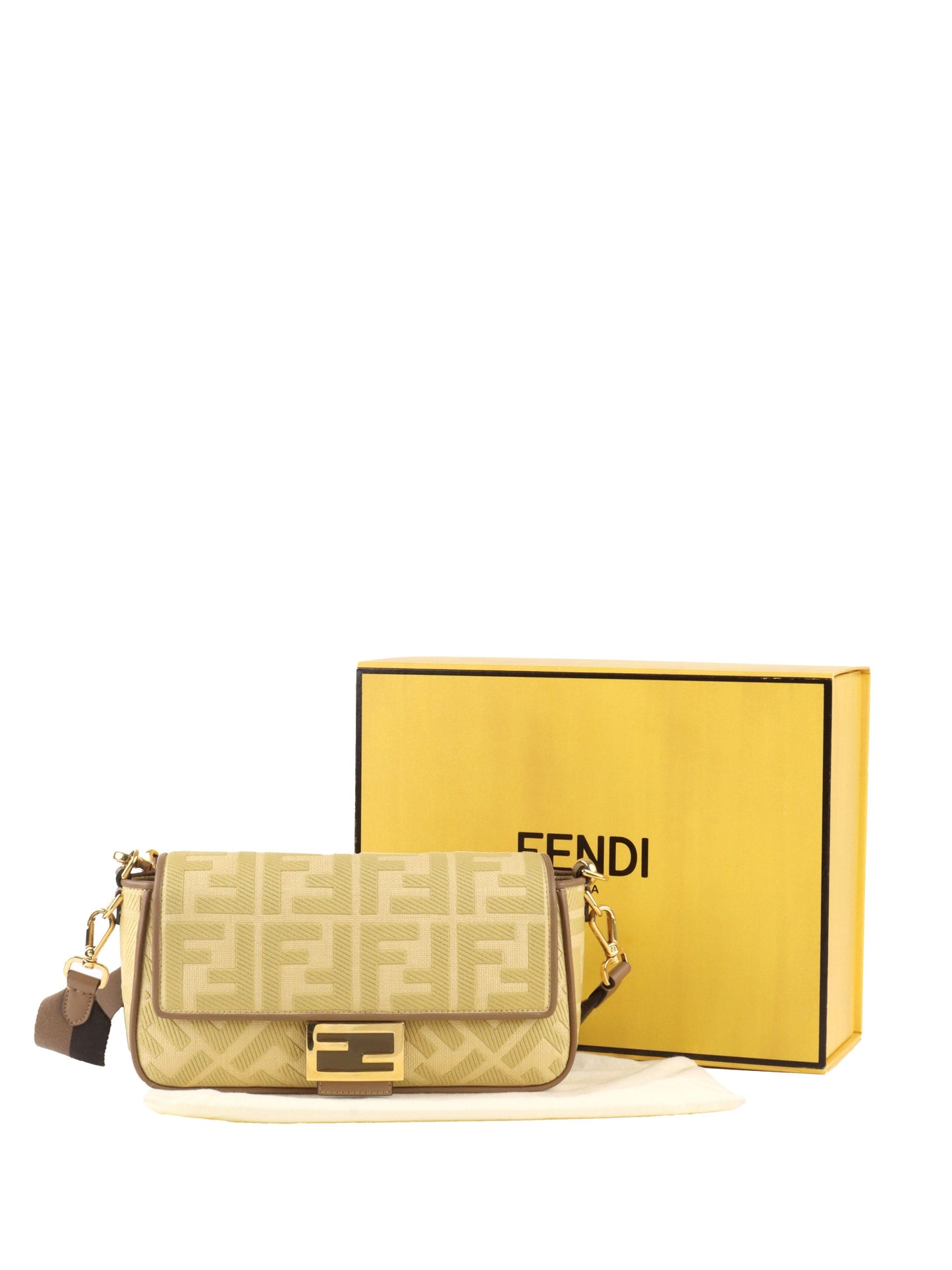 Fendi Woven Rafia Vitello Baguette Bag.