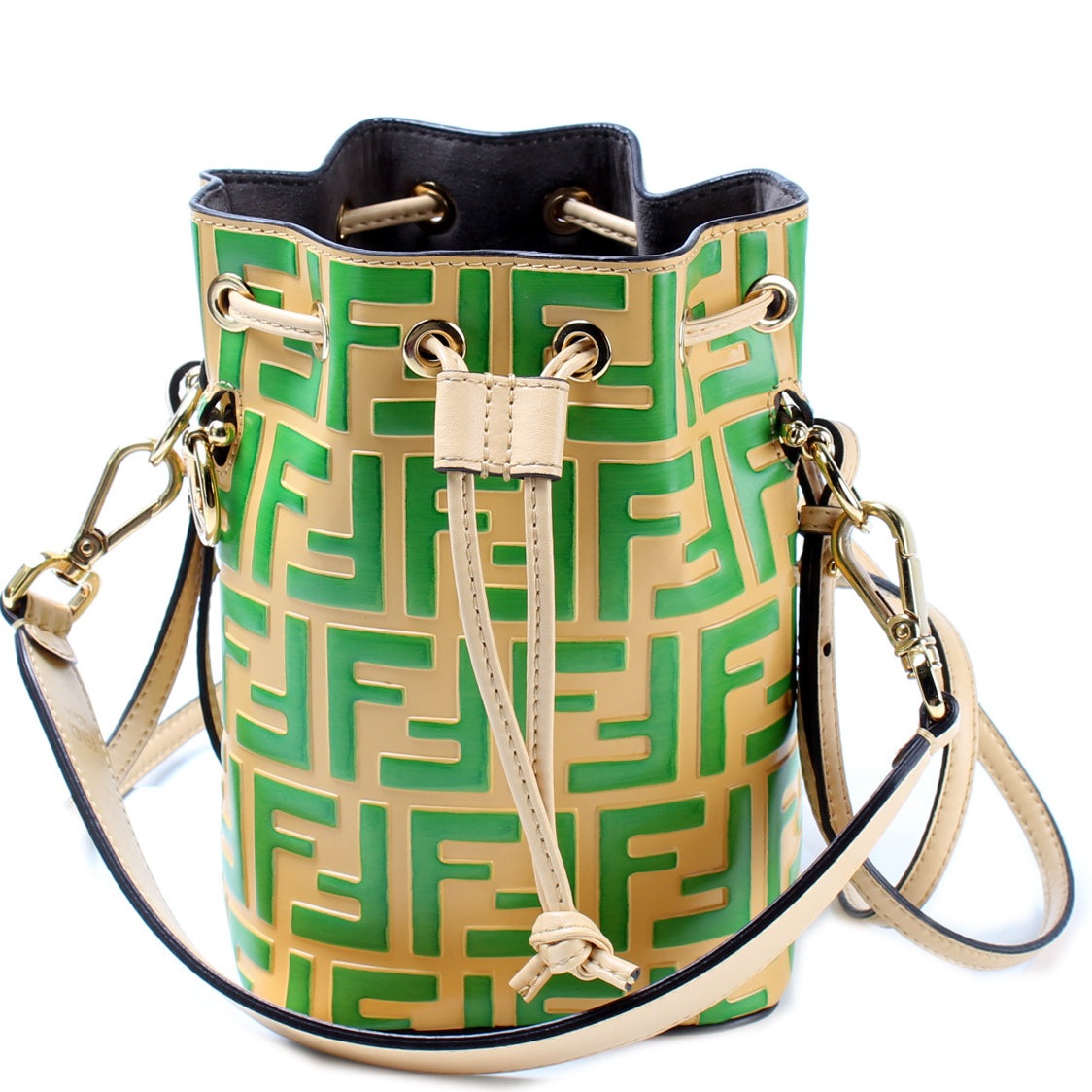 Fendi 8BS010 Mini Mon Tresor Bucket FF Leather Bag
