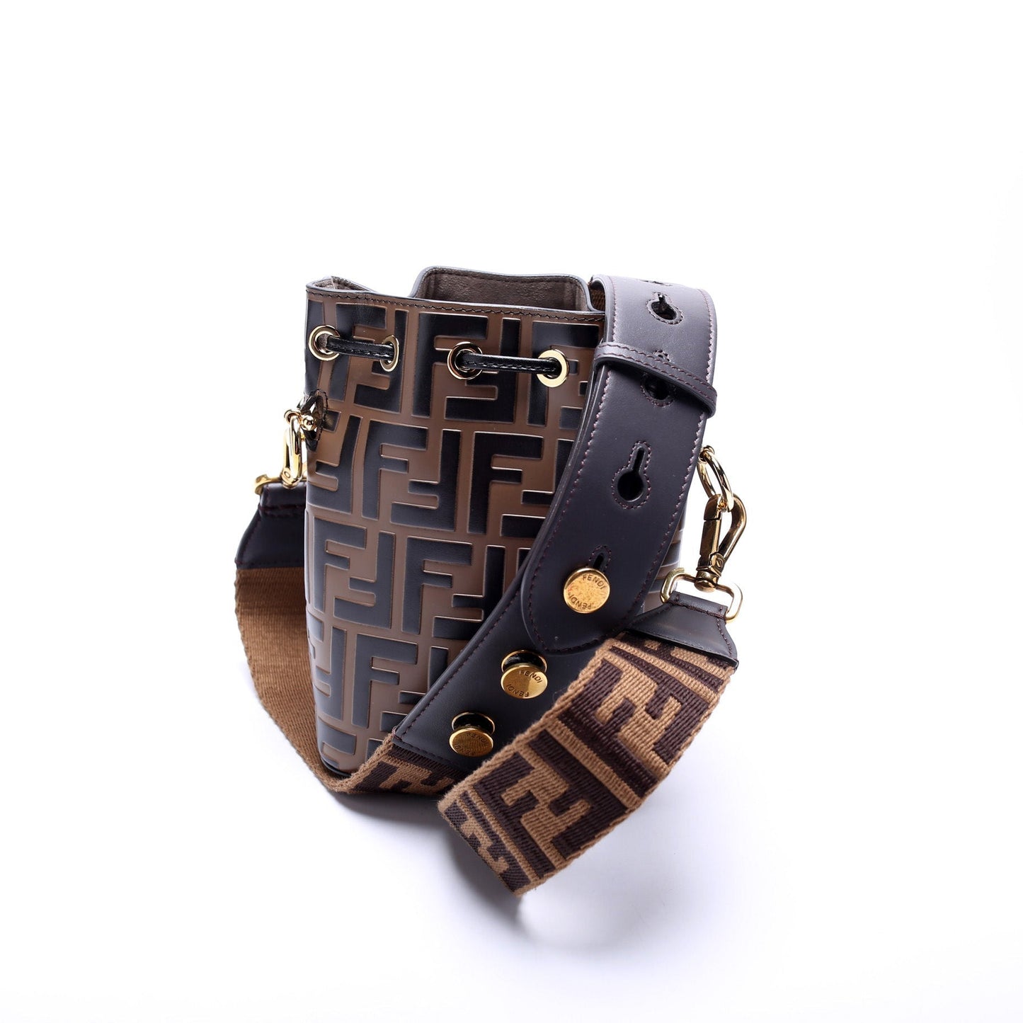 Fendi Mon Tresor Mini Bucket FF Leather Bag