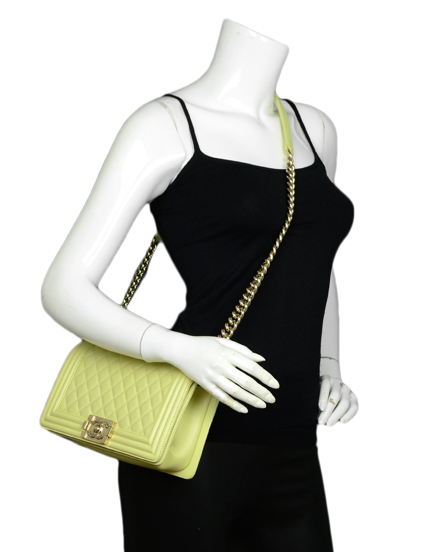 Chanel Yellow Leather Medium Boy Handbag - Rovelle Bags